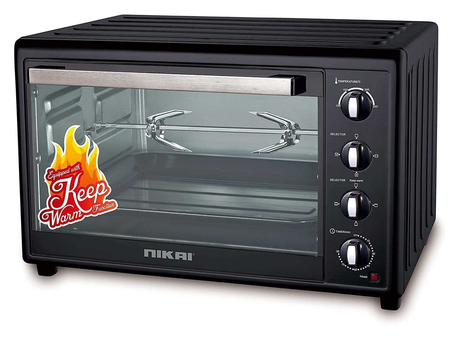 120 Ltr Double Glass Electric Oven, Multifunction Toaster Oven With Convection Fan & Rotisserie, Keep Warm Function For Toasting/Baking/Broiling, NT1201RCAX, Black, 2 Years Warranty