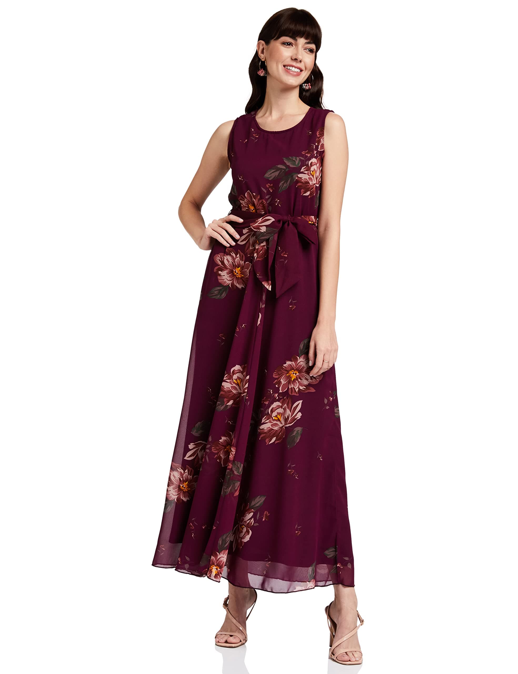 Styleville.In Women's Skater Maxi Dress (Sdrf501277_Magenta_S)