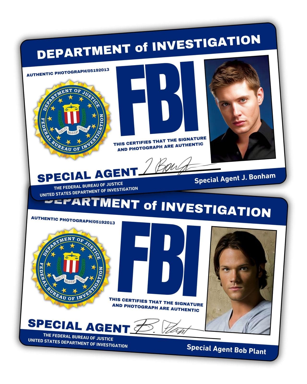 Pack of Sam & Dean's FBI License/Fake ID License/Double Sided/Great Complement for Costumes/Professional Quality: Funny Car Accesories/Funny Things