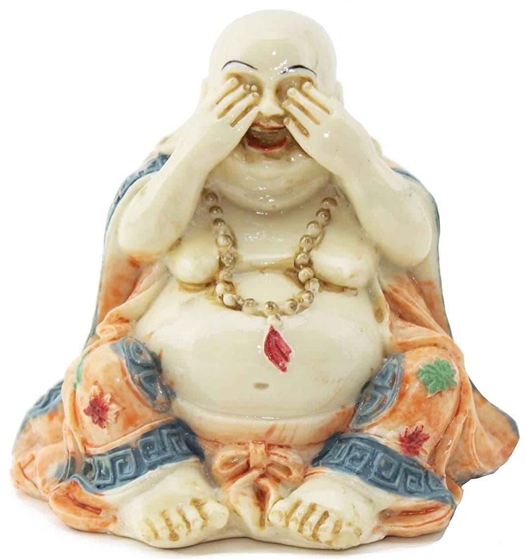 We pay your sales tax Feng Shui See No Evil Happy Face Laughing Buddha Figurine Home Decor Statue Gift/Birthday Gift/House Warming Gift