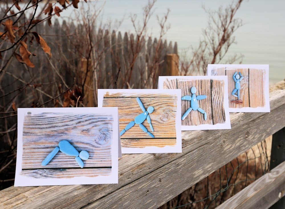 Beach Theme Yoga Note Cards- Beach Card Set with Yoga Poses