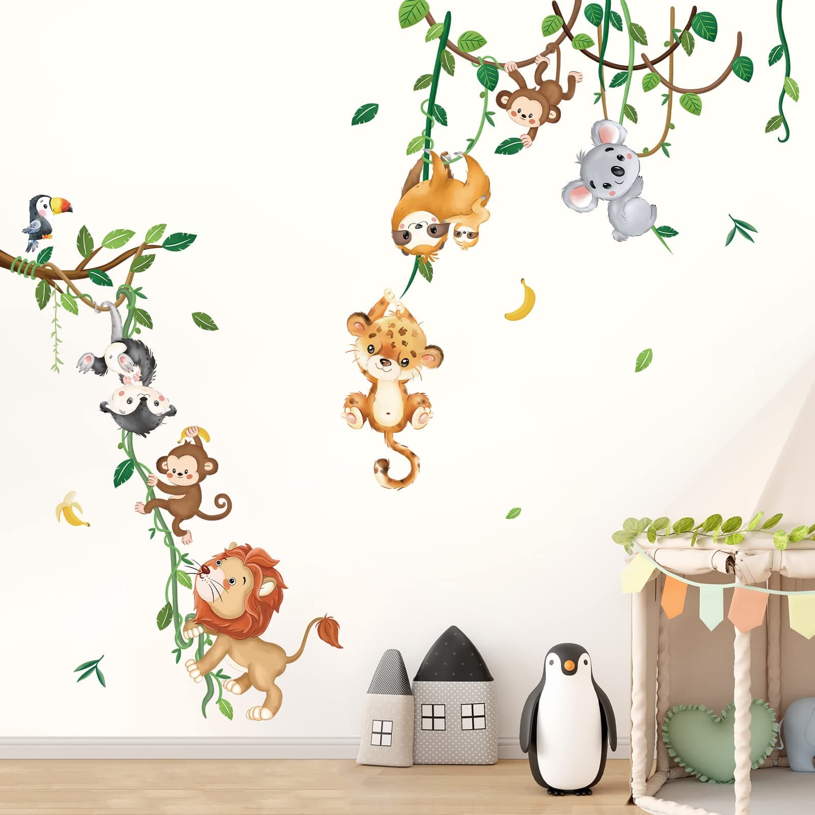 Jungle Animals Climbing Tree Wall Decals