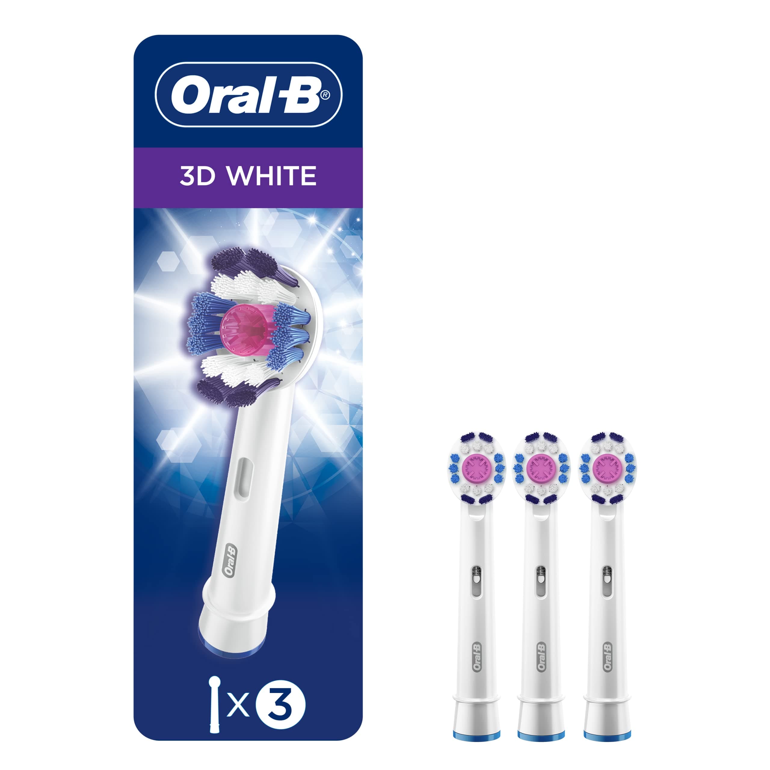 3D White Electric Toothbrush Replacement Brush Heads Refill, 3 Count