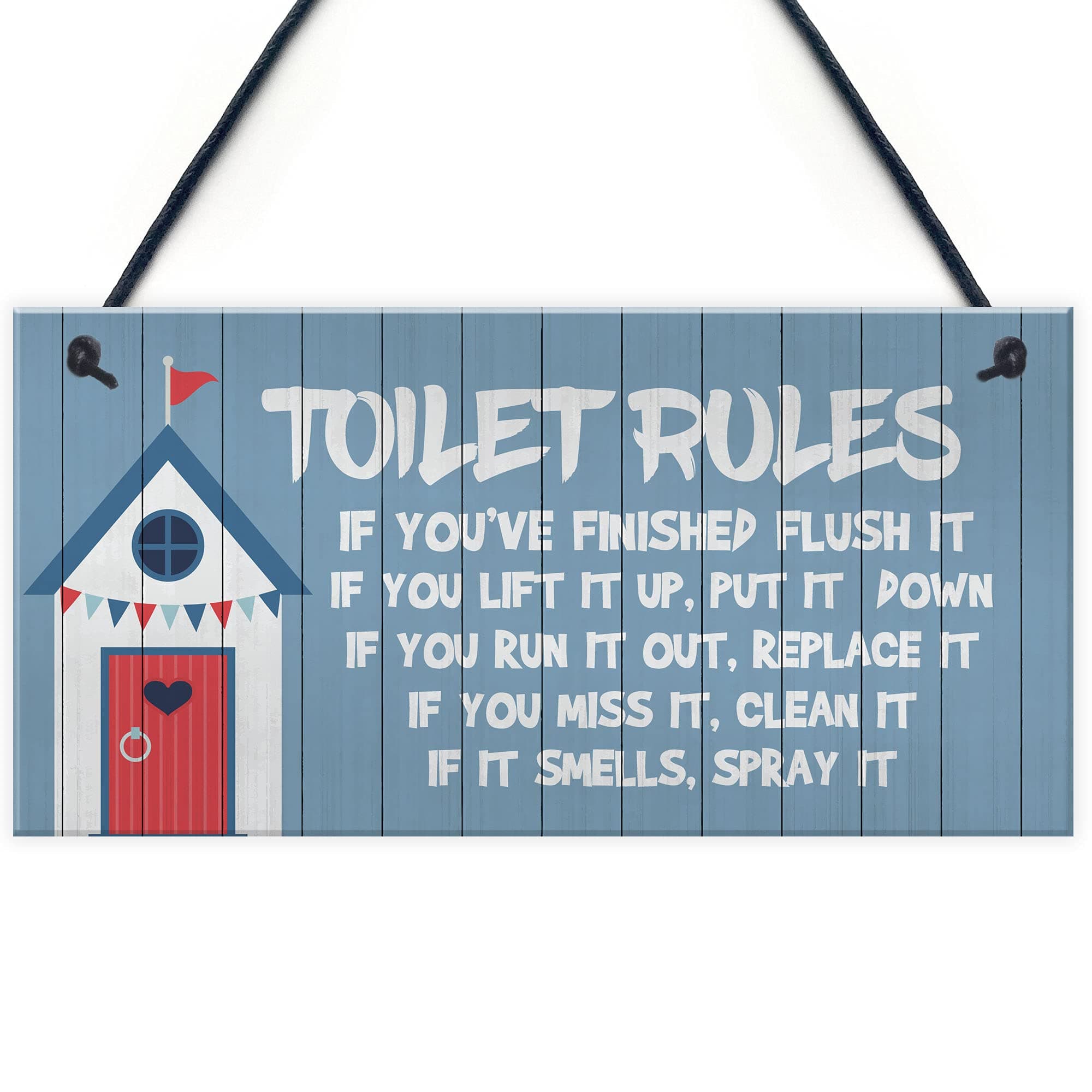 Toilet Rules Sign Nautical Theme Hanging Sign For Toilet Beach Home Decor