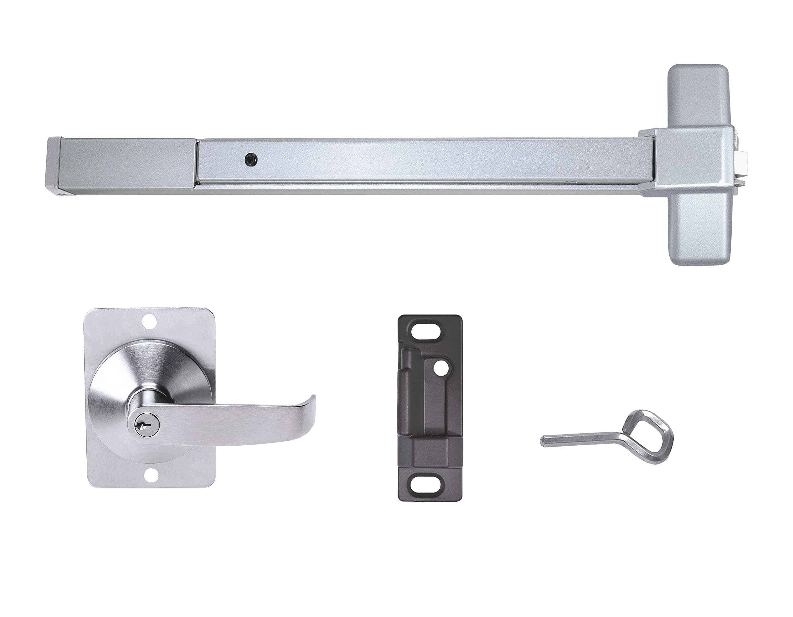 Push Bar Panic Exit Device, Grade 1 (UL listed) Aluminum, with Exterior Lever