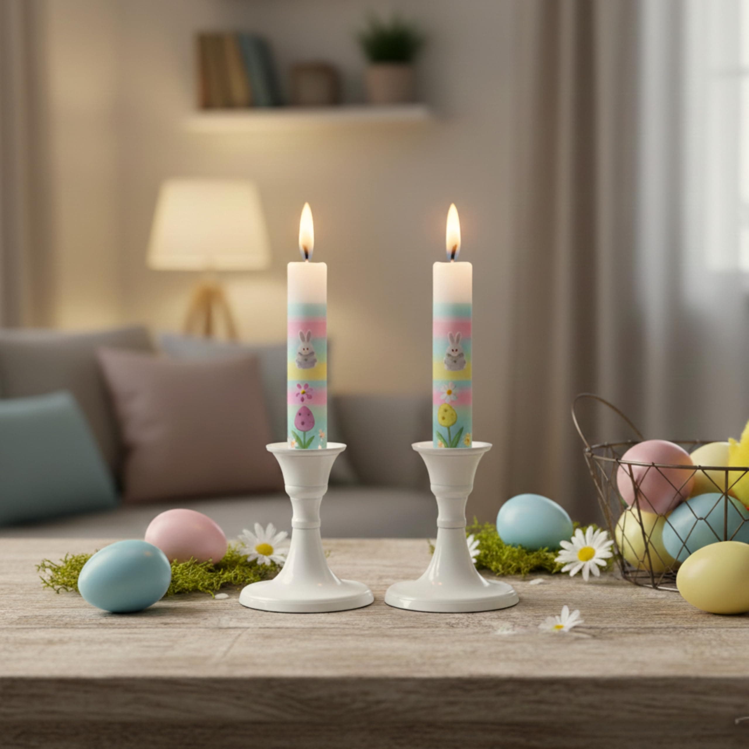 Rely+ White Candle Holders Set of 2 – Modern Metal Taper Candlestick Holders for Table Centerpiece, Dinner Décor, Easter, Wedding & Party Decorations