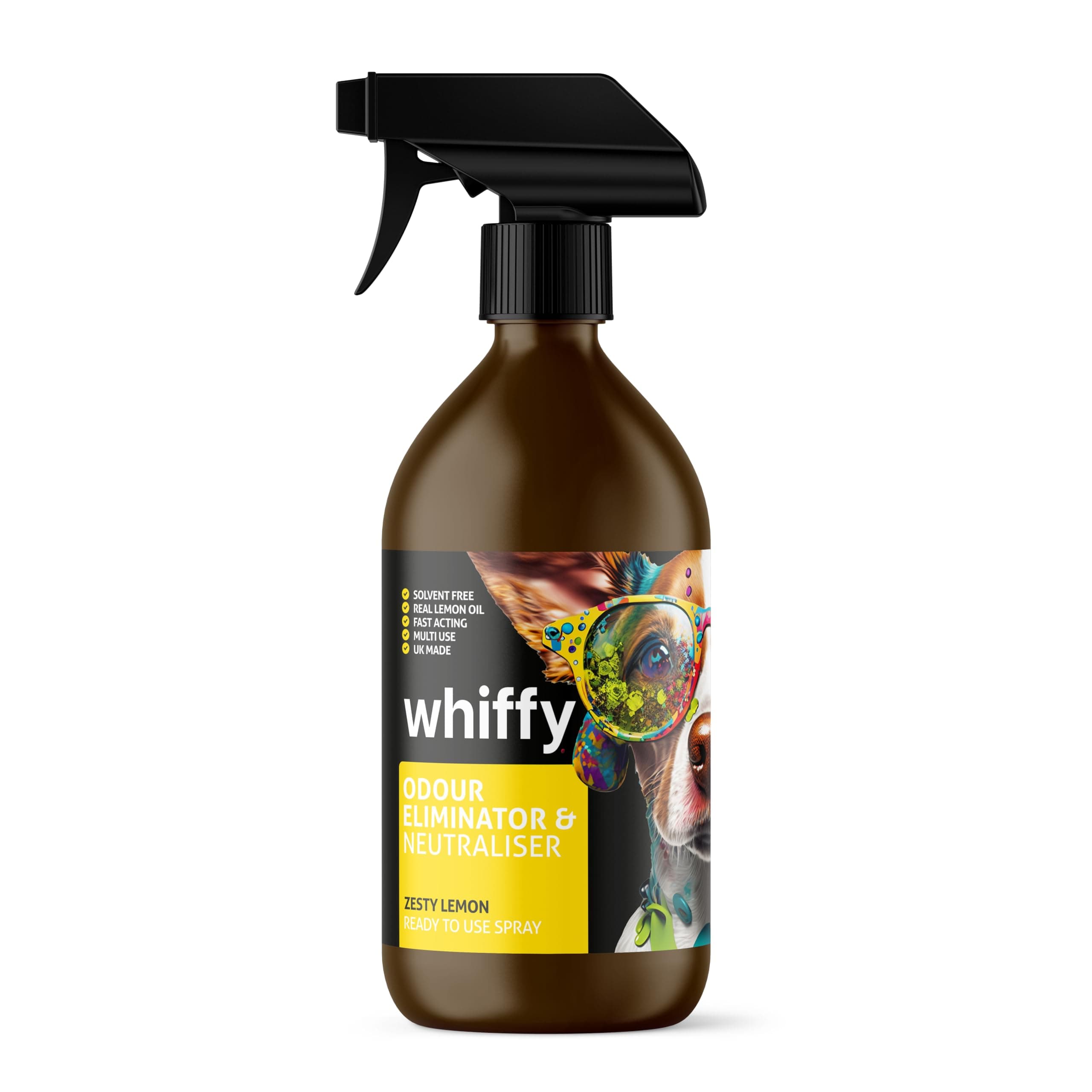 Whiffy Pet Odor Eliminator - Lemon Deodorizer for Dog or Cat Urine Smells on Carpet, Furniture & Floors - 500ml