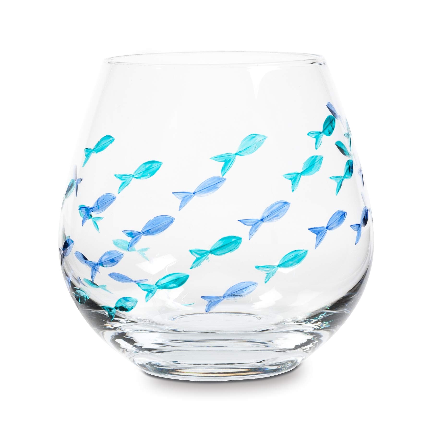 Goblet Stemless Fish Green Blue
