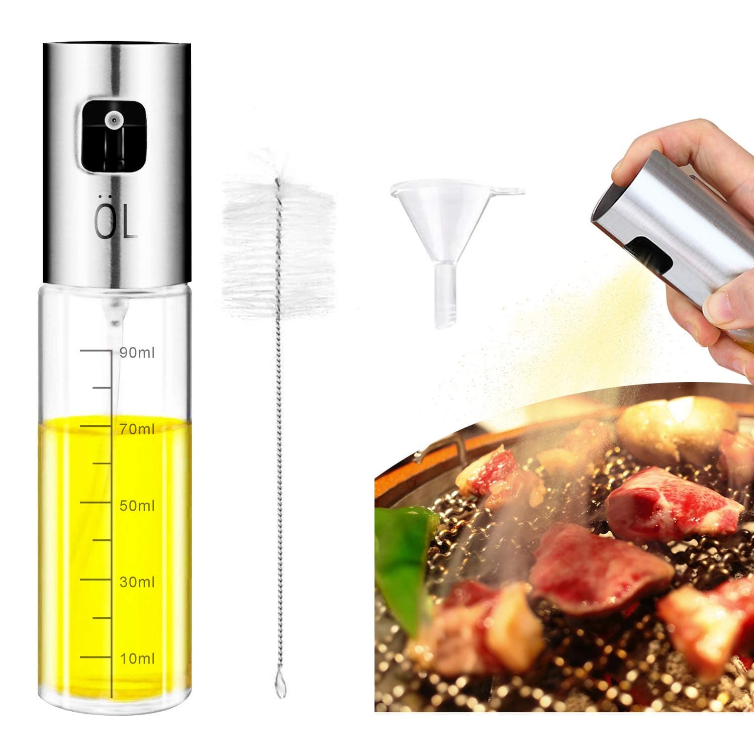 XMythOil Spray Bottle,Spray For Oil,Food-Grade Glass With Scale,For Cooking, BBQ, Salad, Kitchen Baking, Roasting