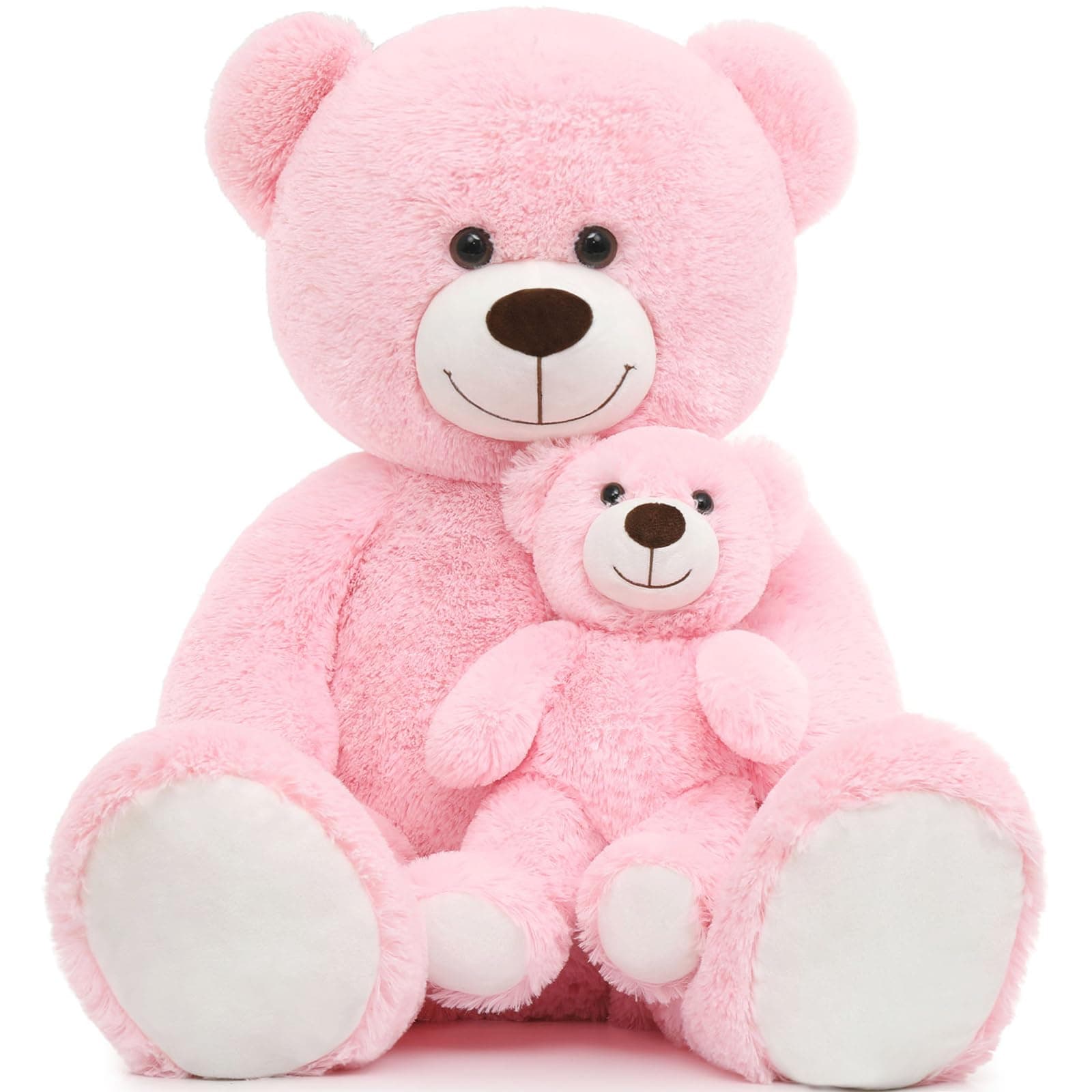 Tezituor Big Teddy Bear with Baby, 39 inch Large Mommy Teddy Bear with Baby, Giant Stuffed Bear for Kids, Girlfriend on Mother's Day, Valentine, Christmas, Baby Shower, Pink