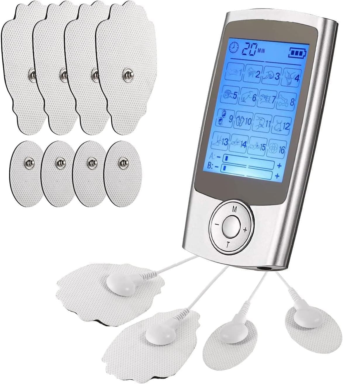 TENS Machine for Pain Relief,Nerve Muscle Stimulator for Pain Management with 16 Modes, 8 Pads, Dual Channel,Rechargeable TENS Unit for Back, Neck, Shoulder, Knee, Arthritis Sciatica Cramps Pain