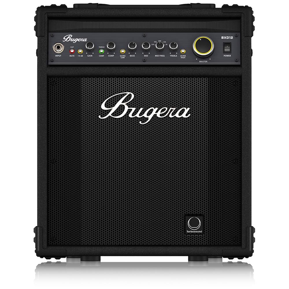 BUGERA BXD12 1000-Watt 2-Channel Bass Amplifier with 12" Turbosound Speaker FBQ Spectrum Analyzer Black