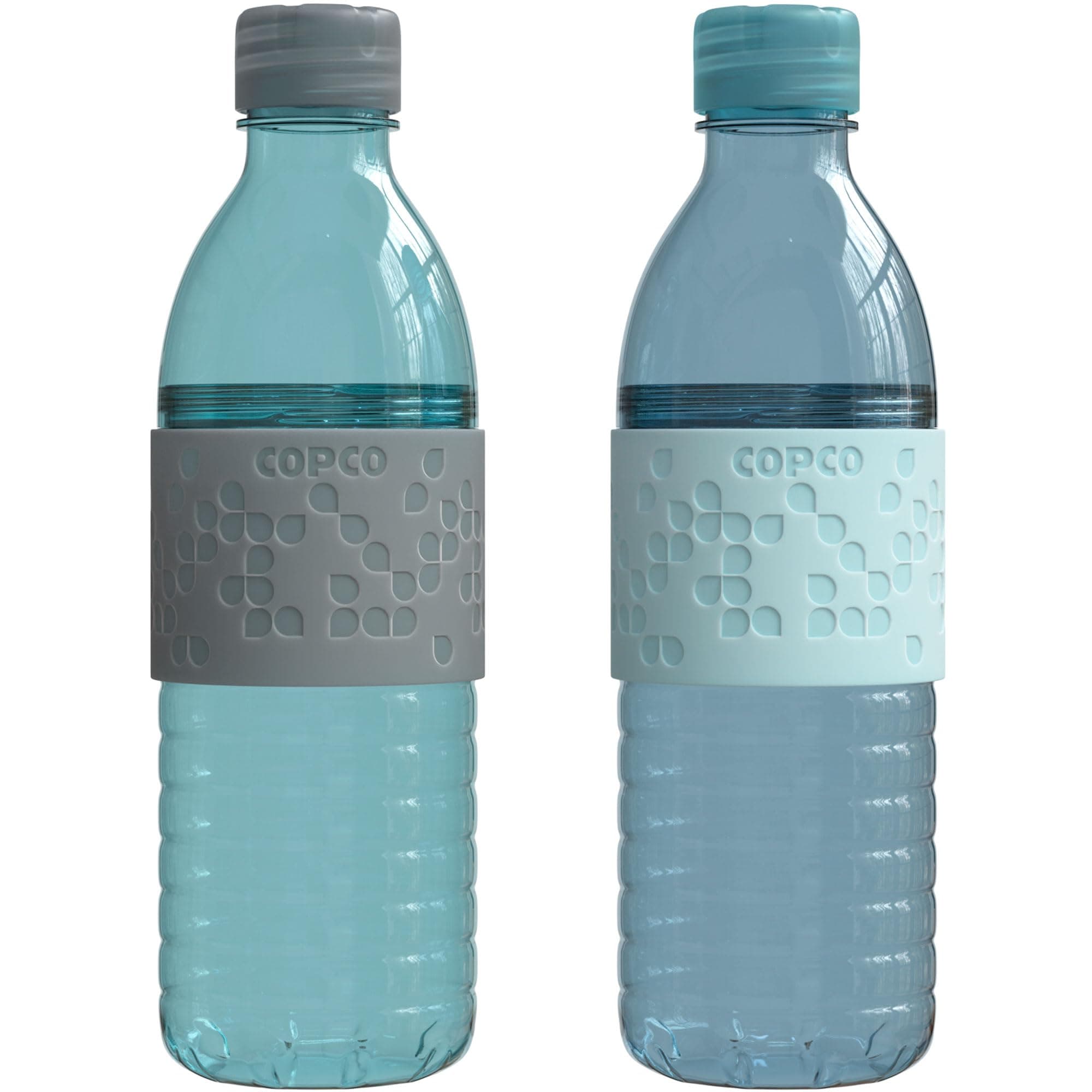 Copco Water Bottle with Chug Lid, Reusable, BPA Free Plastic, Dishwasher Safe, Perfect for Travel, School, Outdoors, and Gym, Hydra 16.9oz, Set of 2, Light Blue & Gray
