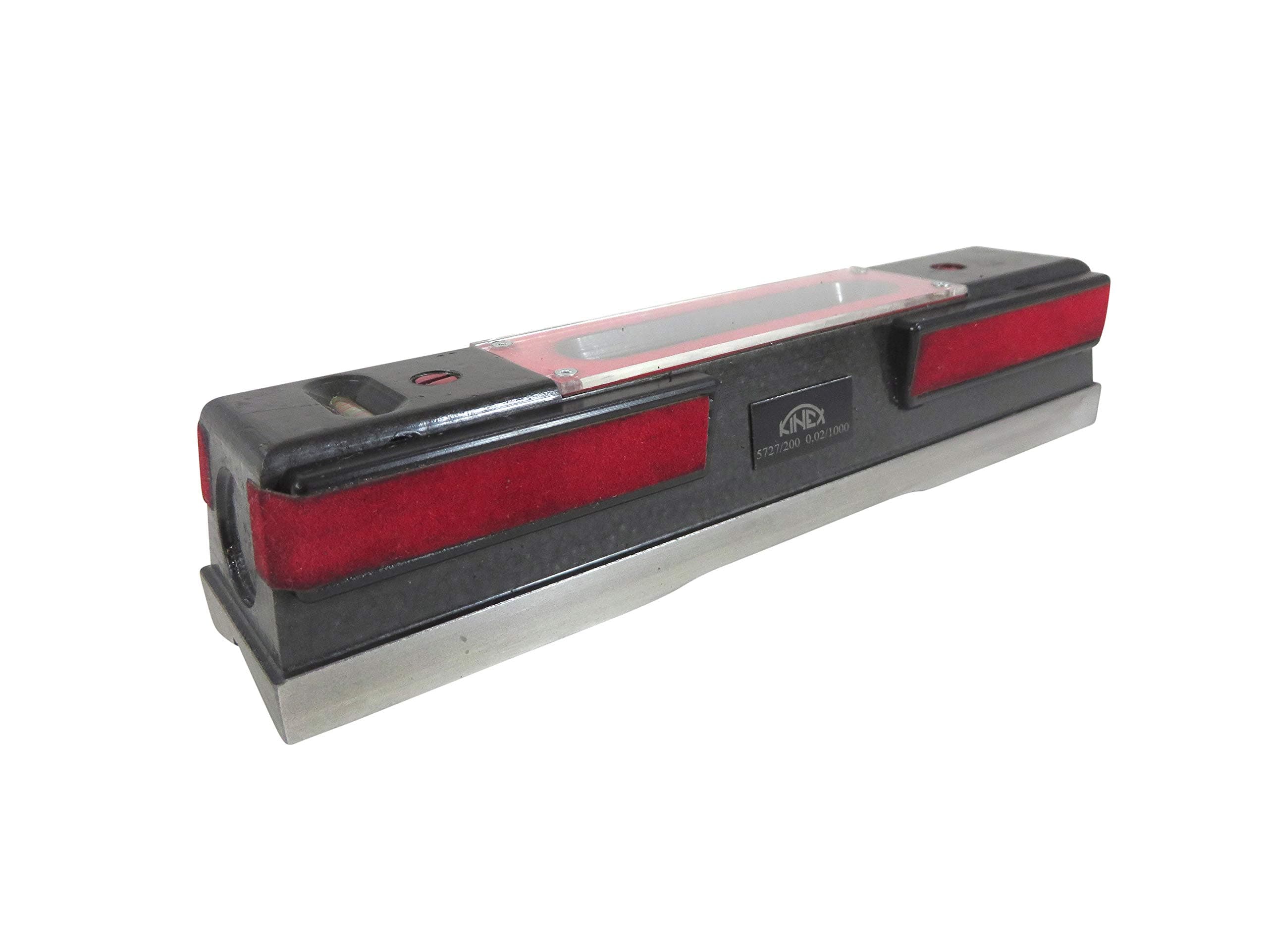 Kinex 5050-02-200 8” Precision Inspection Machinist Spirit Level, Overall Size 8” x 1-5/8” x 1-1/2”, Accurate to 0.00078” per Meter
