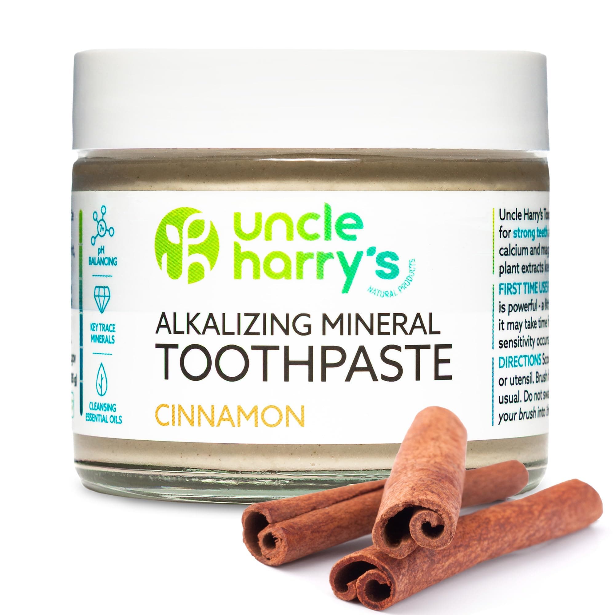 Uncle Harry's Cinnamon Remineralizing Toothpaste | Natural Whitening Tooth Paste Freshens Breath & Promotes Enamel | Vegan Fluoride Free Toothpaste
