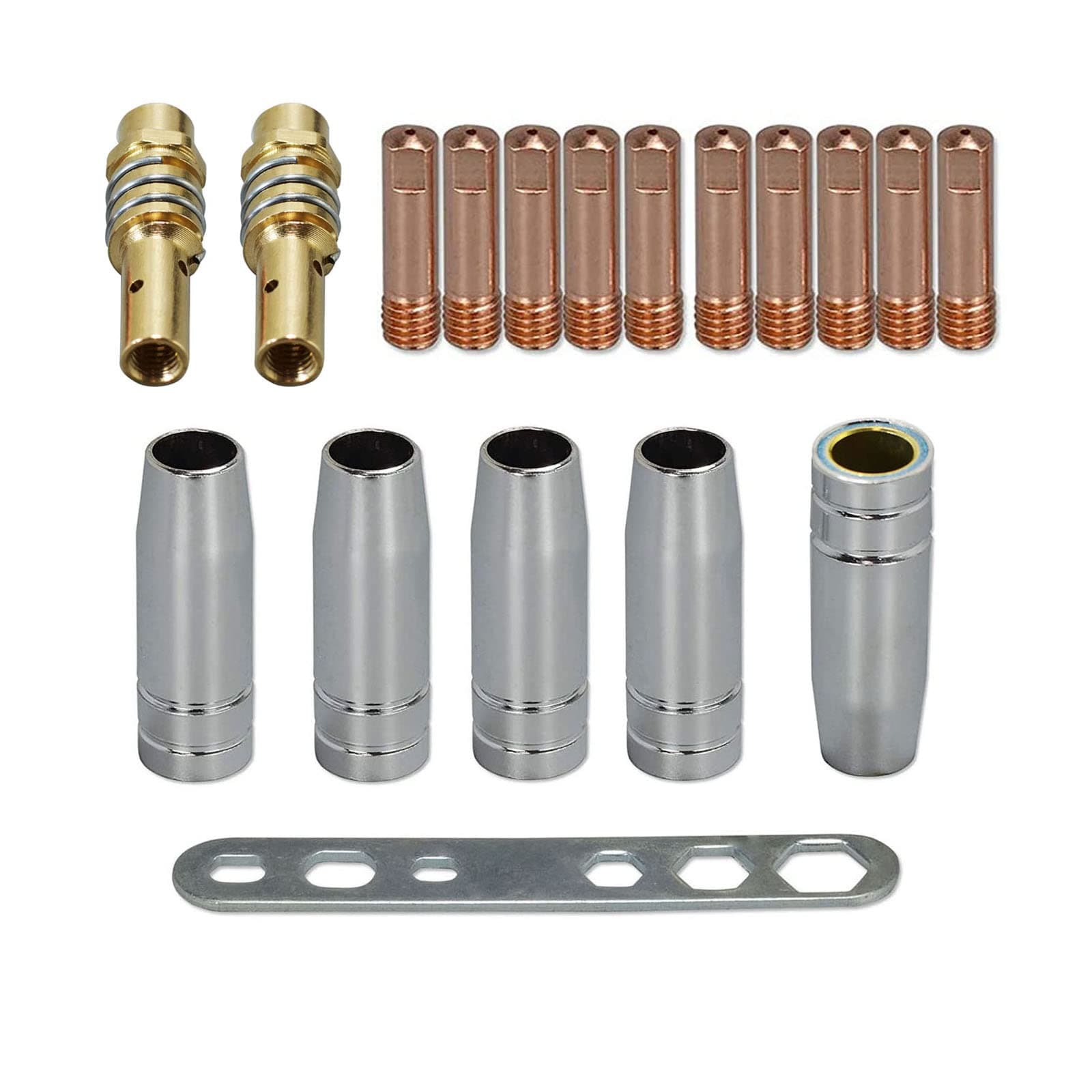 RIVERWELD MIG MAG Contact Tips 0.6mm M6 140.0008 & Tips Holder Diffuser 002.0078 Shroud Conical Gas Nozzle 145.0075 Torch Neck 002.0009 for MB15 15AK Welding Torch 18pcs