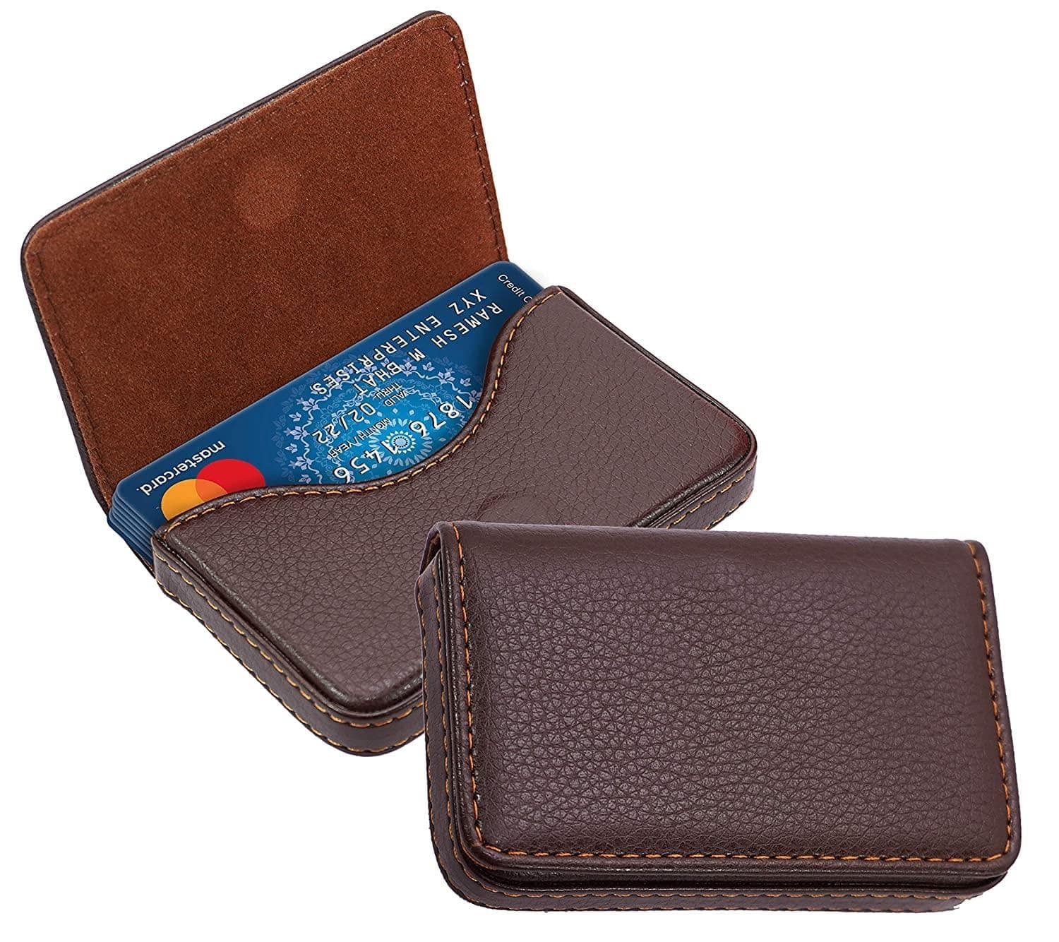 OFIXO Premium Metal (Brown Soft) Stylish Executive Credit/Debit/ATM/ID/Visiting Super Sleek, Sturdy || 6 Card Holder 9.5cm X 6.7cm X 1.3cm|| for Men's & Women's