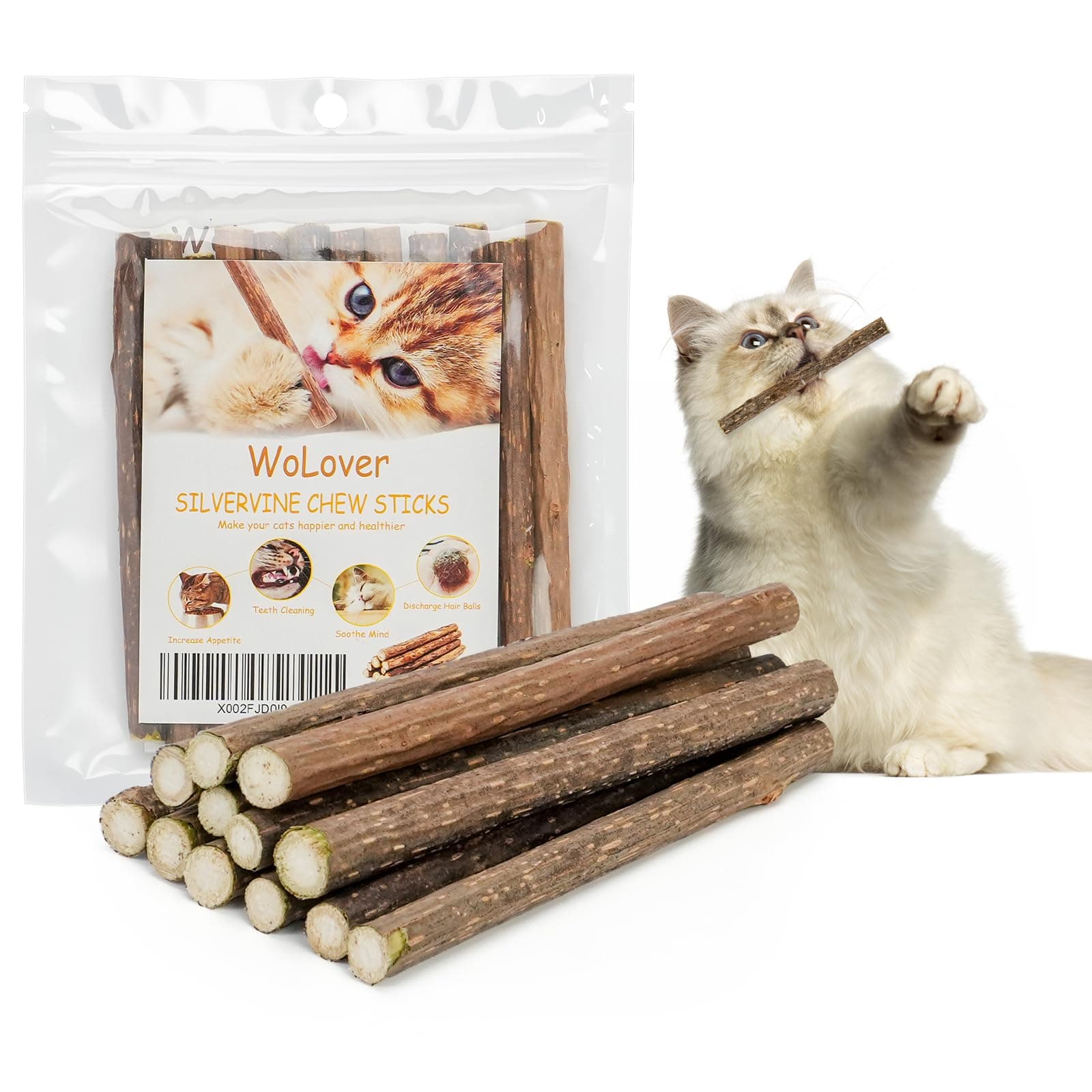 Silvervine Sticks for Cats, Natural Catnip Matatabi Chew Sticks Teeth Molar Chew Toys for Cat Kitten Kitty (at Least 12 PCS)