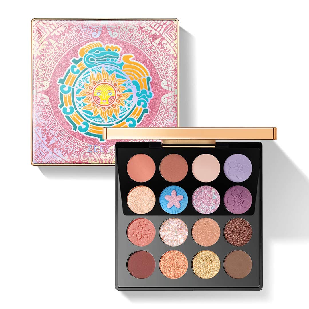 zeesea Egypt Eyeshadow Palette Maya Collection, Matte Shimmer Glitter Blendable High Pigmented 16 Shades Eye Makeup Palette (#08 CHERRY BLOSSOMS)