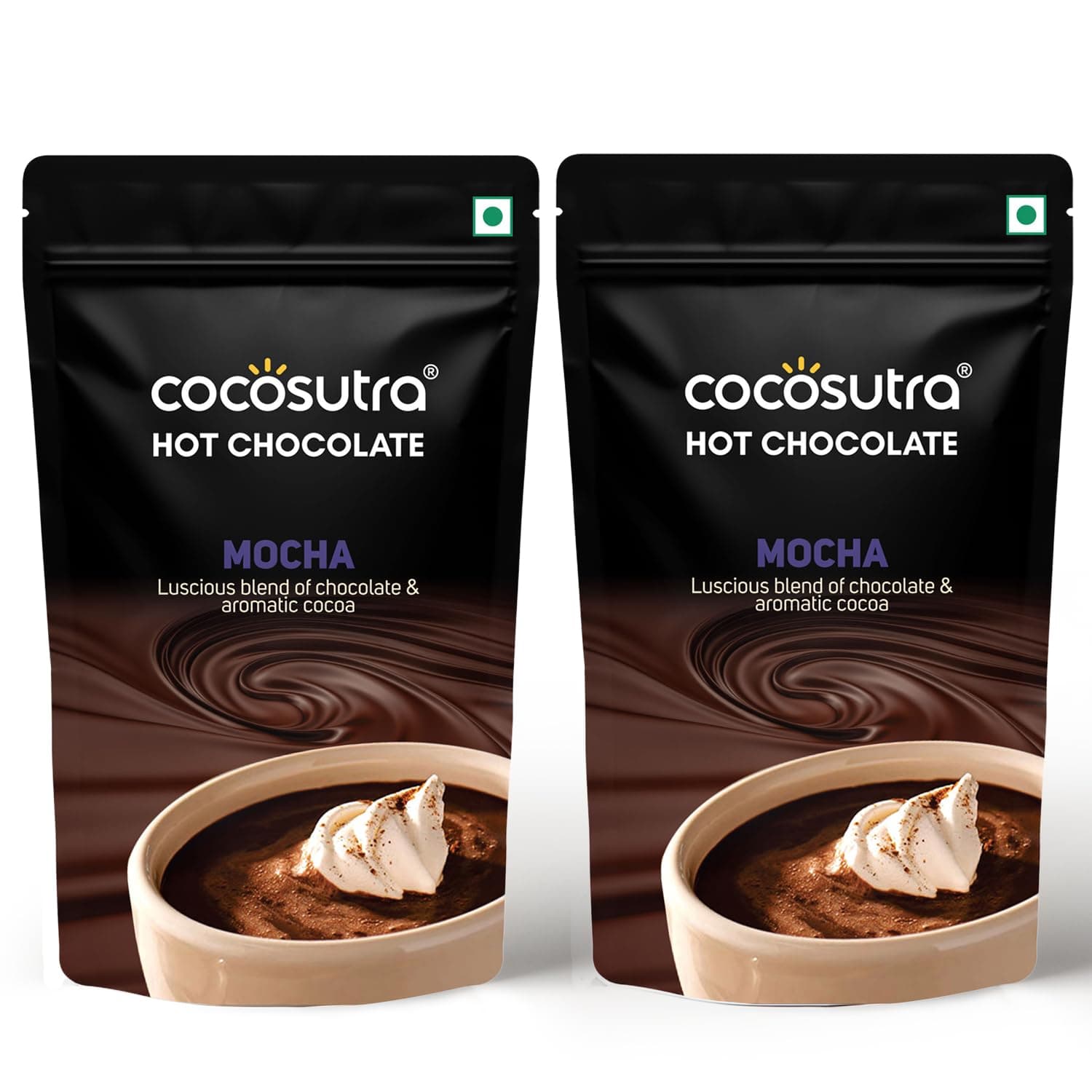 Mocha Hot Chocolate Mix | Enjoy hot or cold | Pack of 2 (Each 100 g) 200 g | Gourmet Drinking Chocolate Powder | No Preservatives | Ready in 2 Minutes | Serves 10 Cups