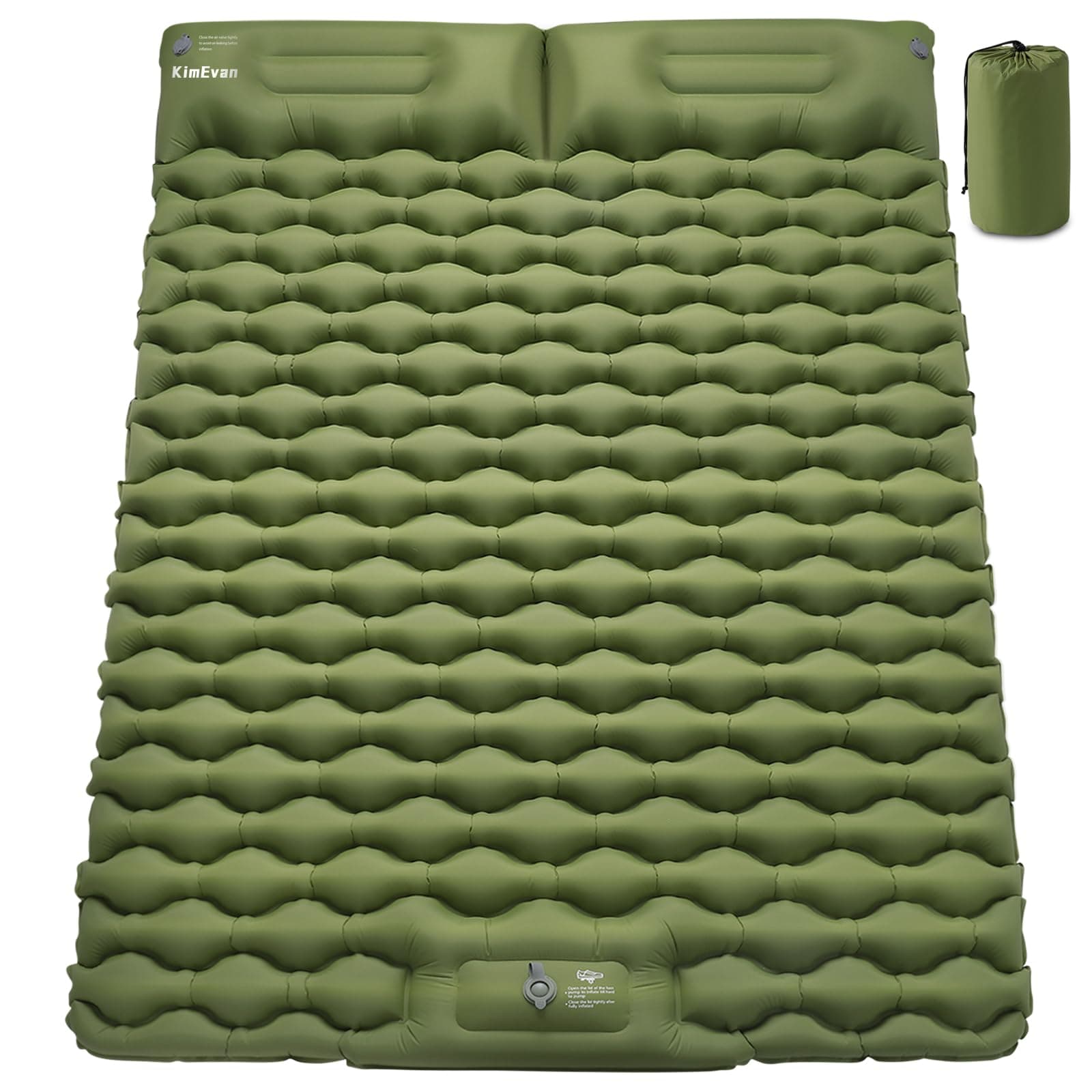 Double Sleeping Pad - 3.15'' Extra-Thick Inflatable 2 Person Sleeping Mat With Built-In Foot Pump & Pillow, Portable Camping Mattress for Backpacking, Hiking, Car Traveling