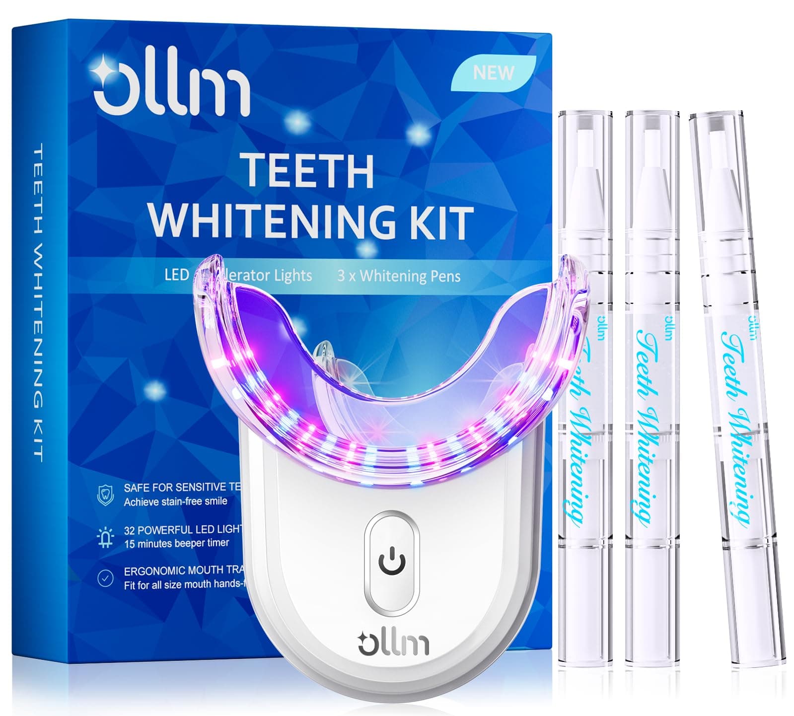 Teeth Whitening Kit for Sensitive Tooth: Professional Whitening Gel Pens Dental kit, 32X LED Light White Personal Care Products, 35% Carbamide Peroxide Whitener, Beauty Tools for Home (01_White)
