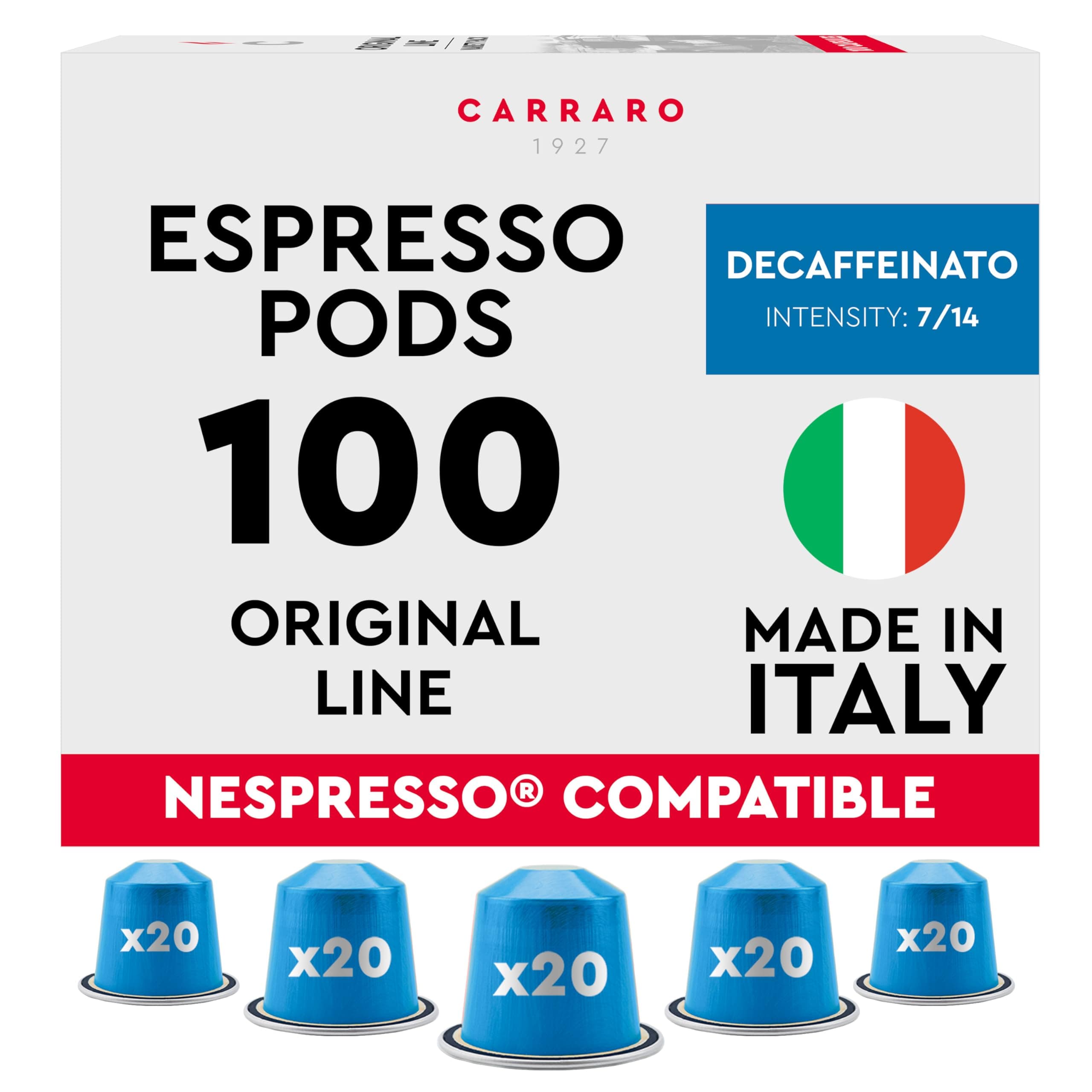 – 1927 Decaffeinato - 100 Aluminium Coffee Pods Compatible with Nespresso Original line - Intensity 7/14, Medium Roast Coffee Capsules Made in Italy