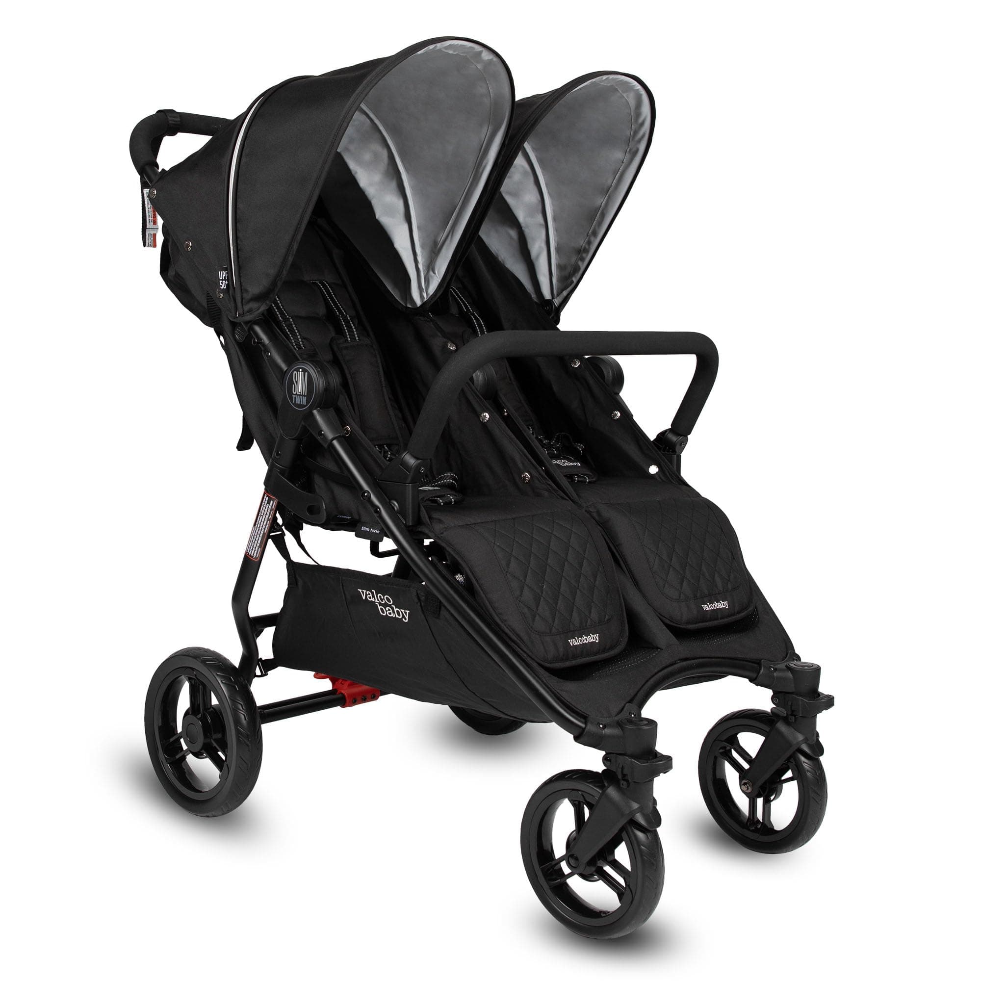 2024 Slim Double Stroller, Double Stroller, Fountain Bar, Easy Fold, Large Canopy Cover (Licorice)