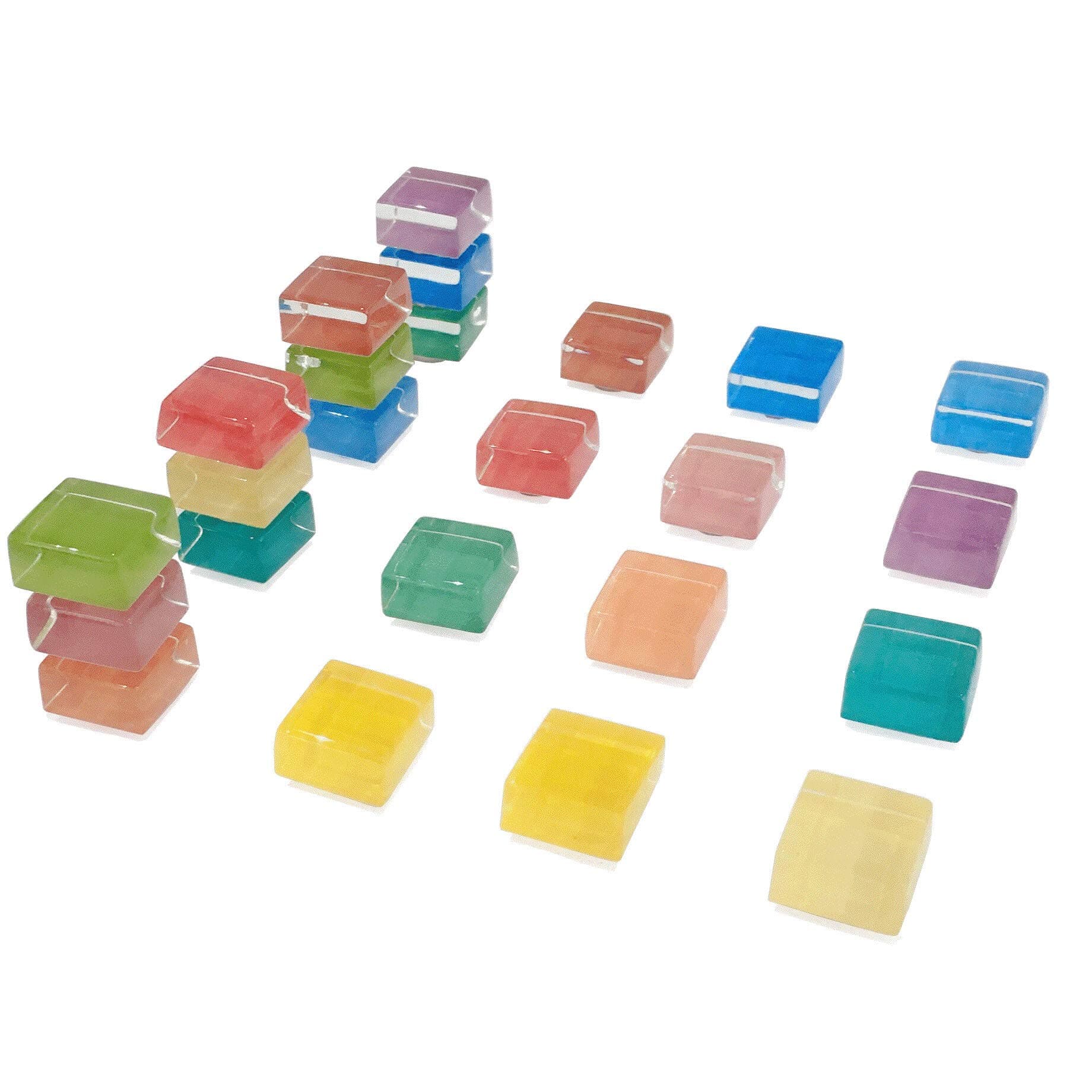 Magnetpro Square Colorful Glass Magnets for Kitchen Office, 15mm Refrigerator Magnetic, Fridge Magnets for Whiteboard and Dry Erase Board Multicolor Cute Fun Decoration (24 Pack)