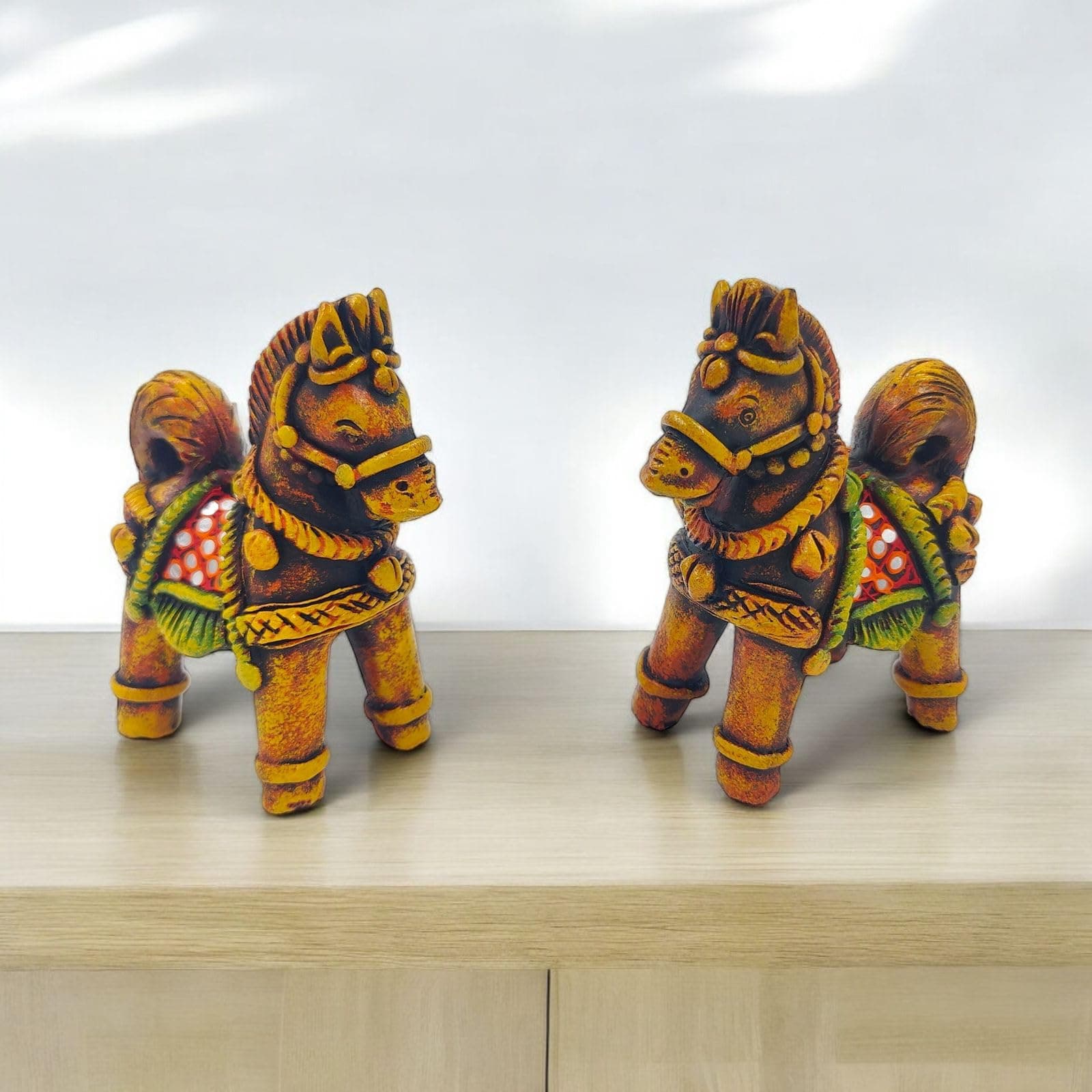 Shabana Art Potteries Decorative Horse Figurines Statue Set of 2