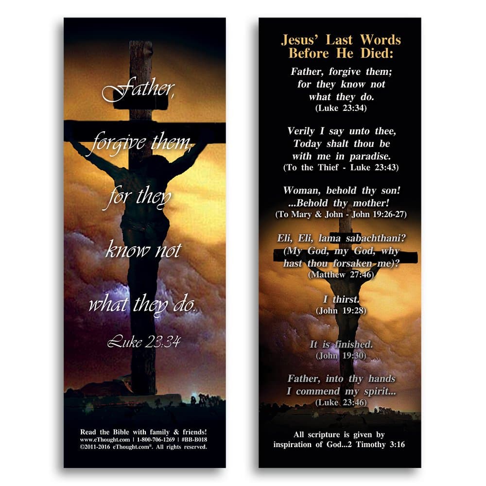 eThought Bible Verse Cards, by - Jesus' Last Words Before He Died on The Cross - Pack of 25 Bookmark Size Cards (BB-B018-25)