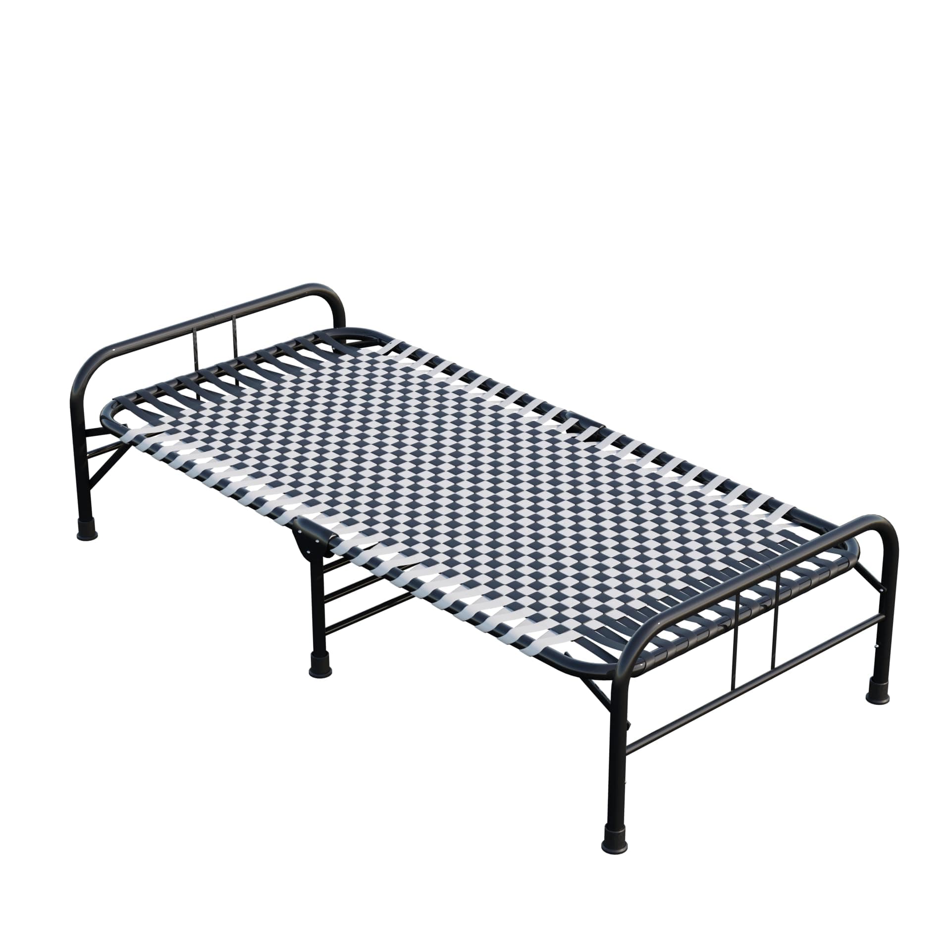 Foldable Bed Frame Portable Folding Single Cot of Iron Trundle for Adults Niwar Bed Charpai/Khatiya Floor for Sleeping (3x6 feet) (Black)