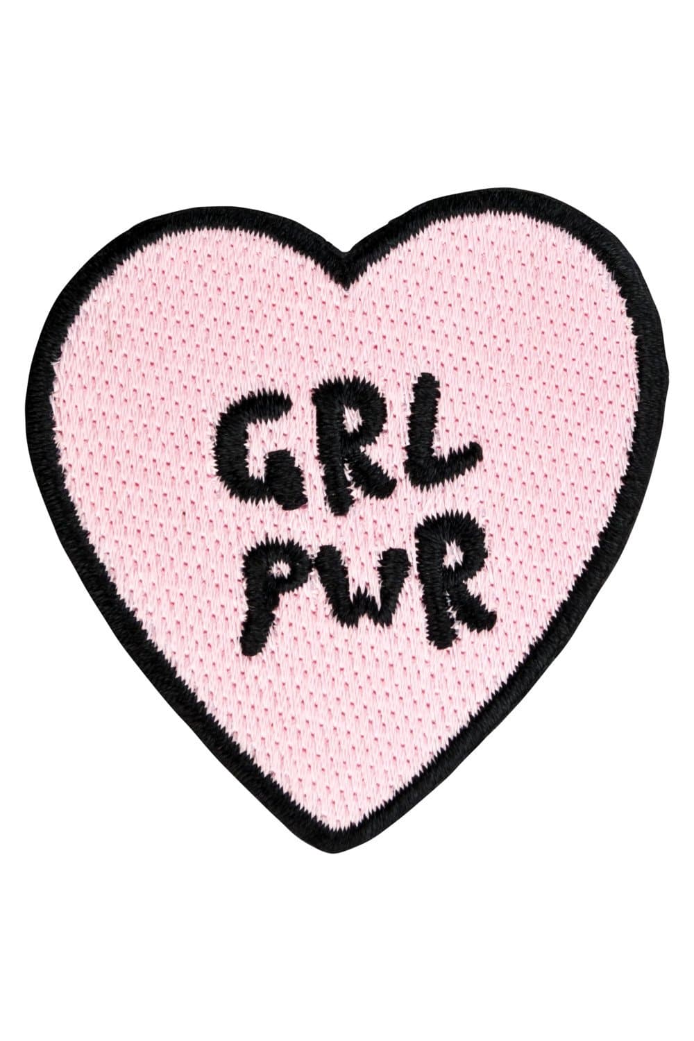likalla heart patch"GRL PWR" (girlpower), 100% embroidered, pink and black.