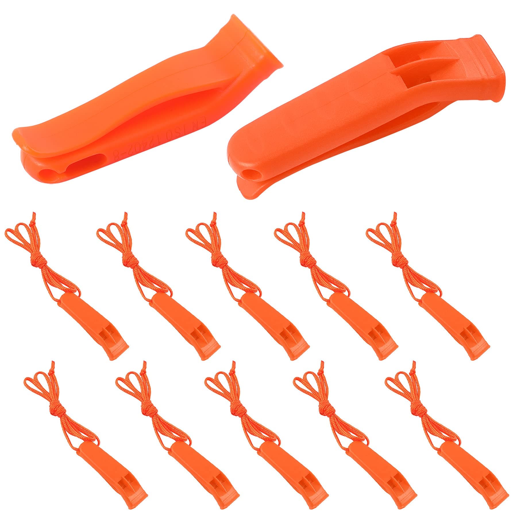 AUGSUN 10 Pcs Safety Whistle Marine Whistle Plastic Whistles with Lanyard for Emergency