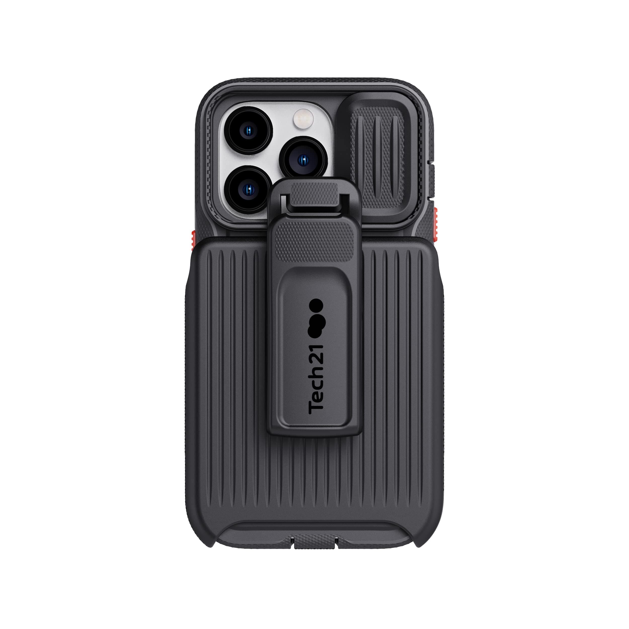 iPhone 14 Pro Evo Max Compatible with MagSafe – Durable, Shock-Absorbing and Rugged Phone Case with Holster and 20ft FlexShock Multi-Drop Protection, Black