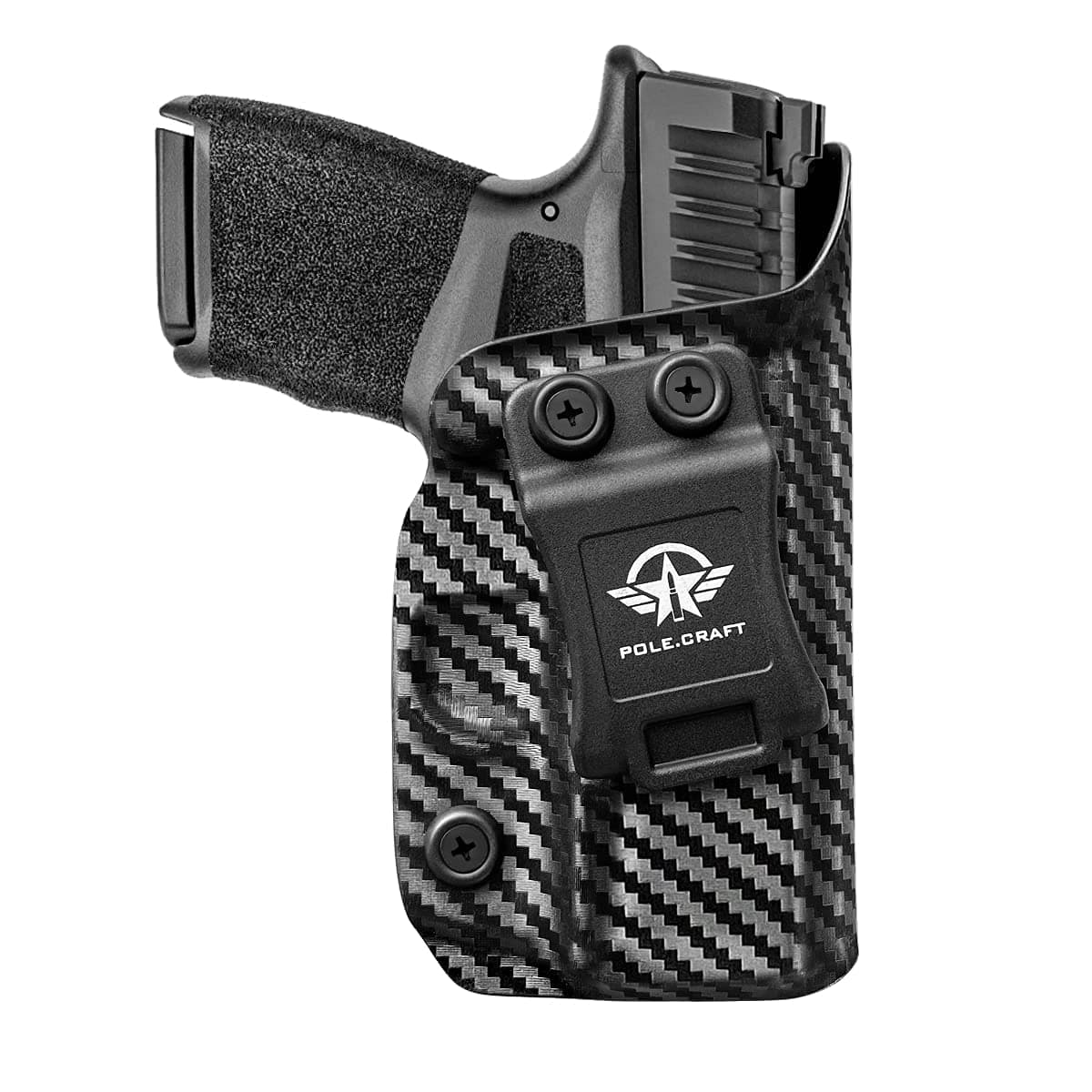 Hellcat Holster, Carbon Fiber Kydex Holster IWB Custom Fit: Springfield Armory Hellcat Pistol Case Pocket - Inside Waistband Concealed Carry - Cover Mag-Button, Widened Entrance, No Wear, No Jitter
