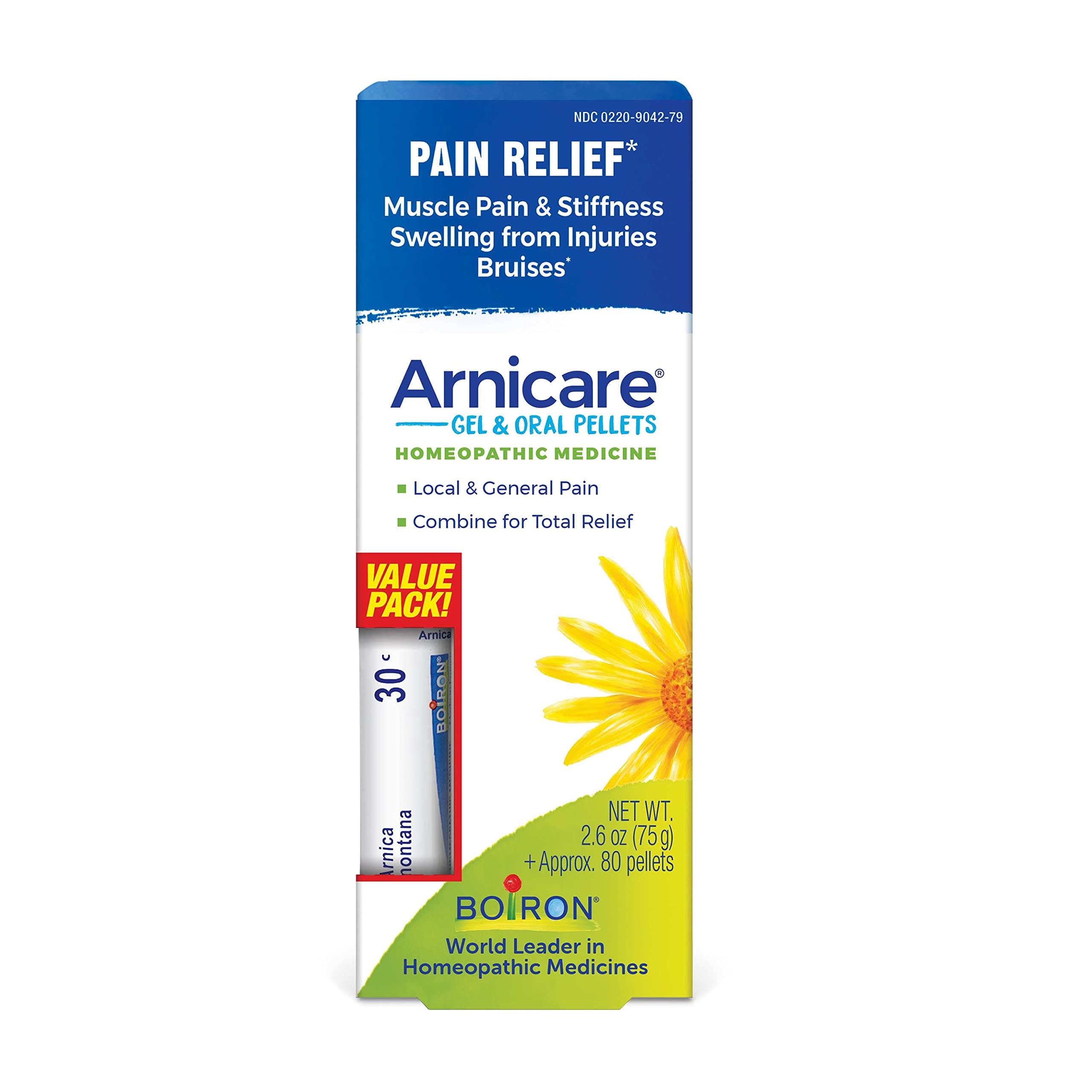 Arnicare Gel and Arnica 30c Value Pack for Pain Relief, Muscle Soreness, and Swelling from Bruising or Injury - 2.6 oz + 80 Pellet Tube