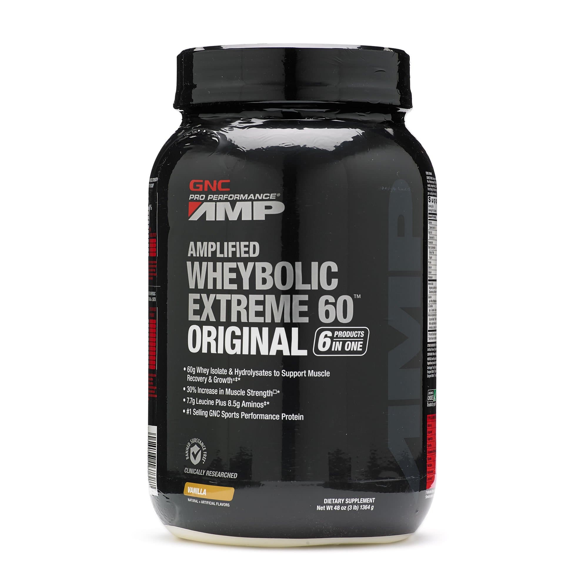 GNC Pro Performance AMP Wheybolic Extreme 60 Original Whey Protein Vanilla 3 lb