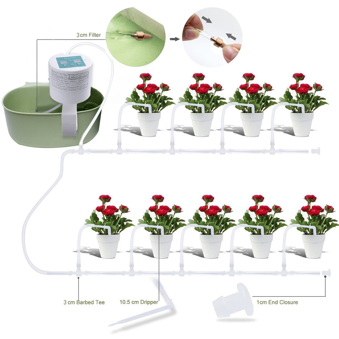 Auto Watering Drip Self Irrigation System for Indoor and Garden Plants Unattended Holiday Management for Bonsai Potted Plants With Timing Setting Fuction
