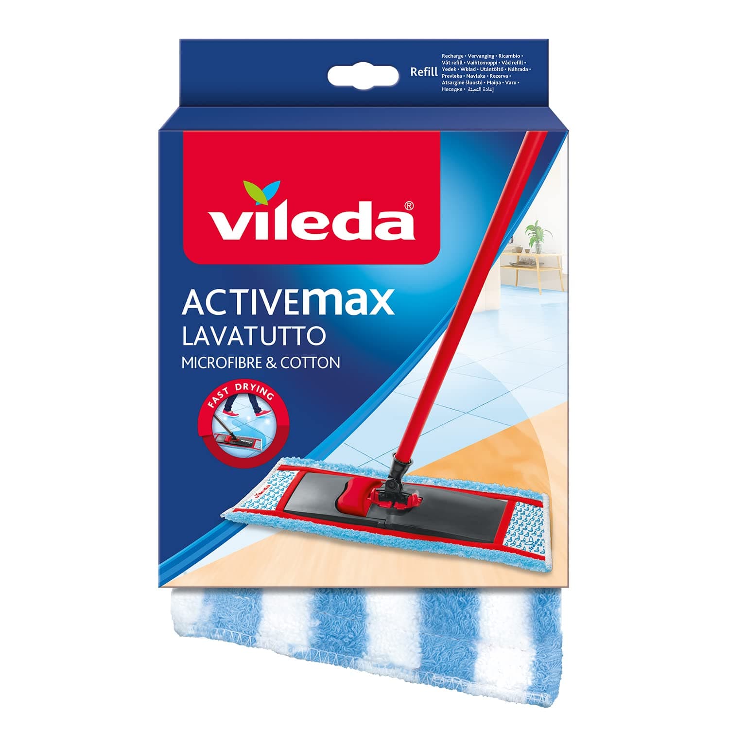 Vileda ActiveMax Lavatutto Micro & Cotton Flat Mop Refill, High absorbency