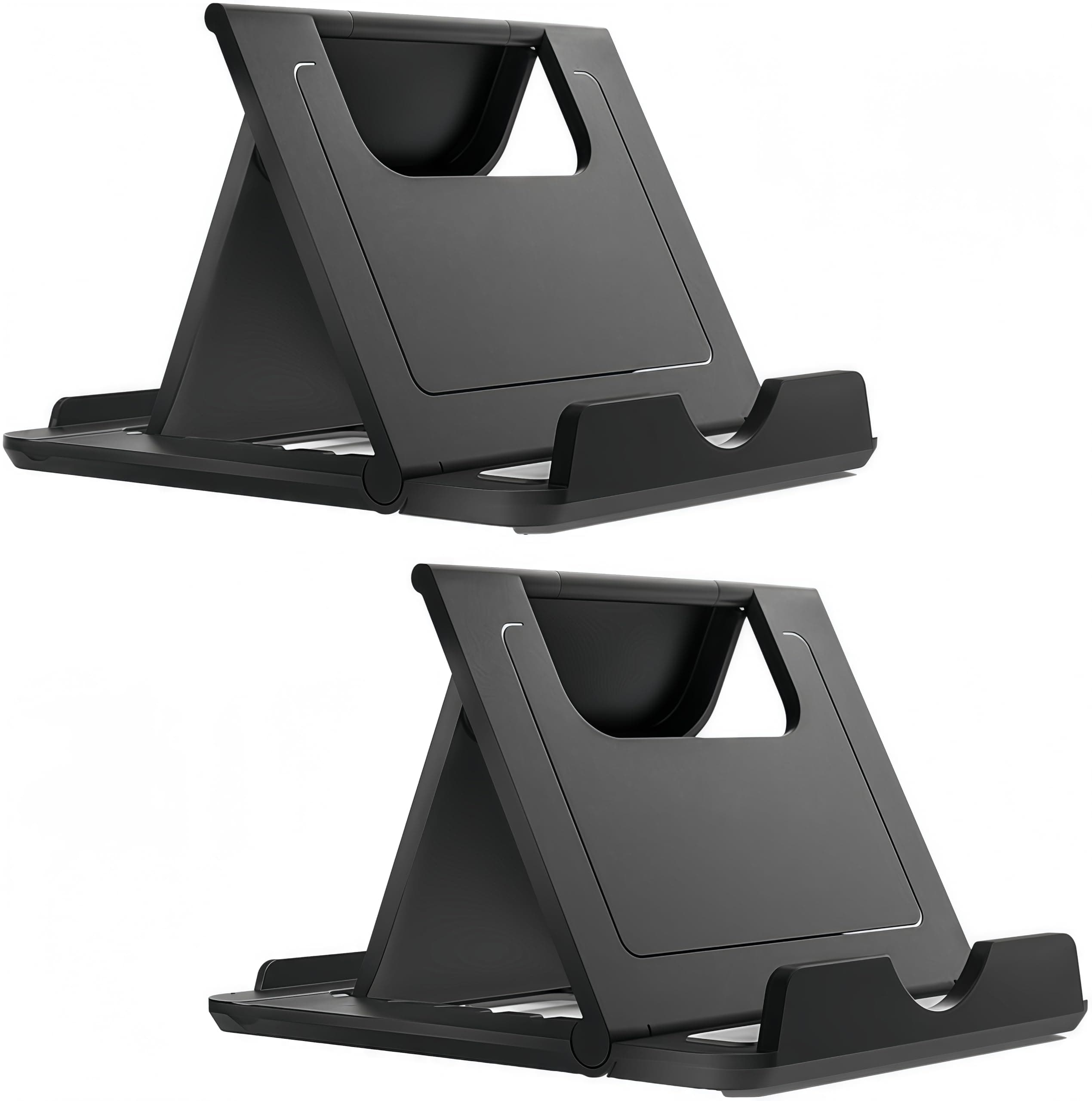 Phone Stand Tablet Stand Multi-Angle Cell Phone Stand Cradle Holder Universal Foldable Tablet Phone Compatible with Samsung iPhone 15 16 17Pro Max 17 Air, iPad Mini (2PCS in Black)