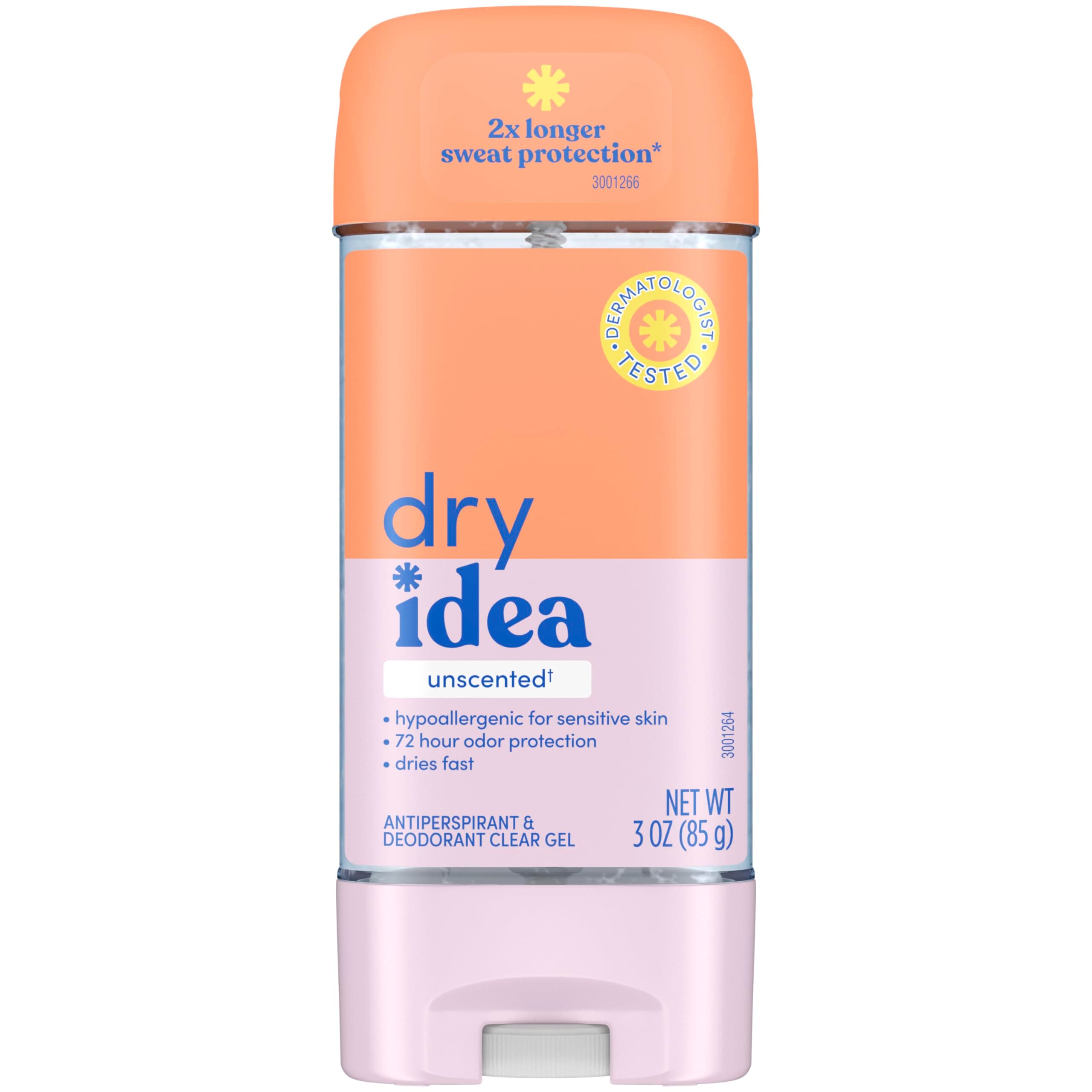 Dry Idea Antiperspirant Deodorant Gel Unscented, 3 Ounce
