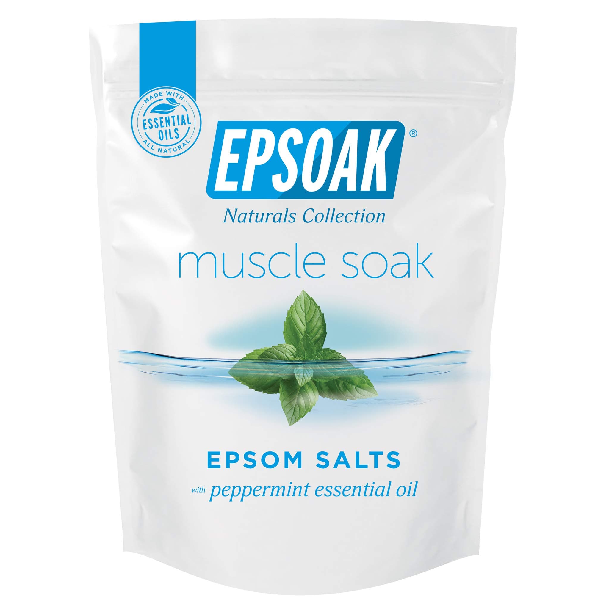 Muscle Soak 2 lb. USP Magnesium Sulfate with Peppermint Scent Resealable Epsom Salt Bag, Made in The USA, Cruelty-Free Certified