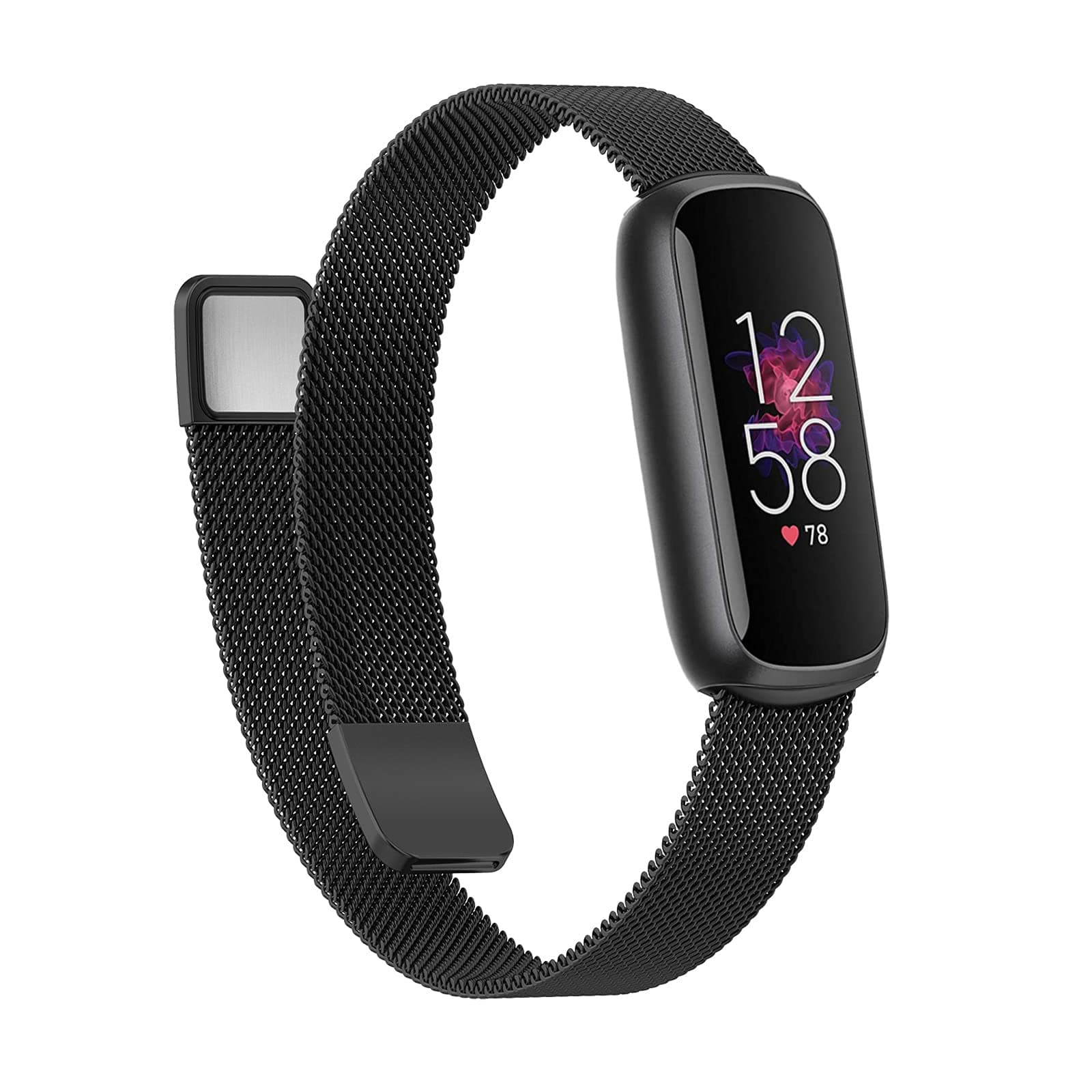 WongetoBand Compatible with Fitbit Luxe,Adjustable Stainless Steel Loop Mesh Magnetic Strap Replacement Wristbands Bracelet for Fitbit Luxe Fitness and Wellness Tracker for Women Men