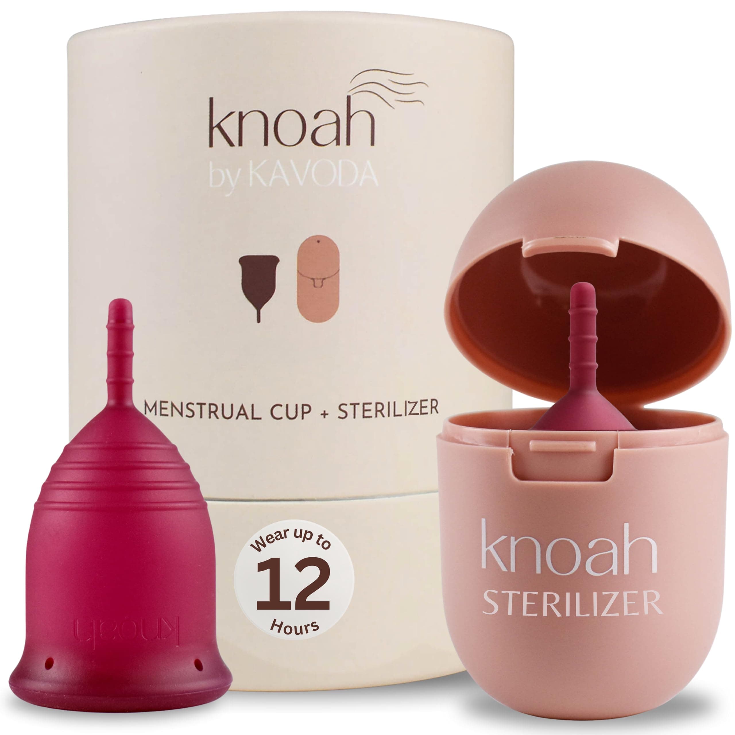 knoah Reusable Menstrual Cup with Sterilising Cup | Tampon, Pad, and Disc Alternative