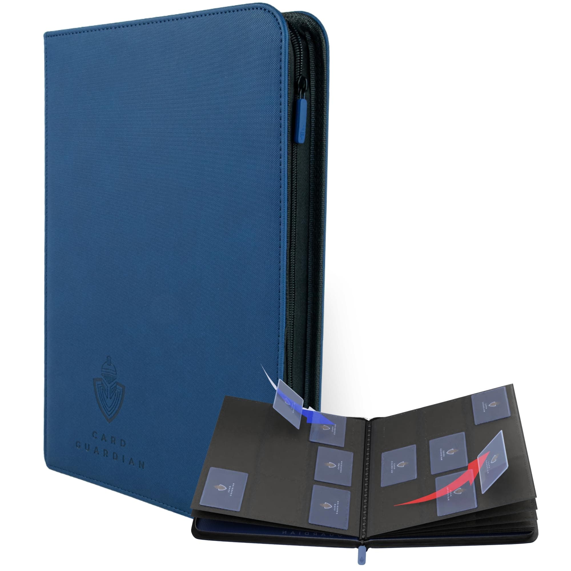 9 Pocket Card Binder with Zipper – Holds 360 Cards, Side Loading Trading Card Binder for TCG & Football, Premium Card Collection (Blue)
