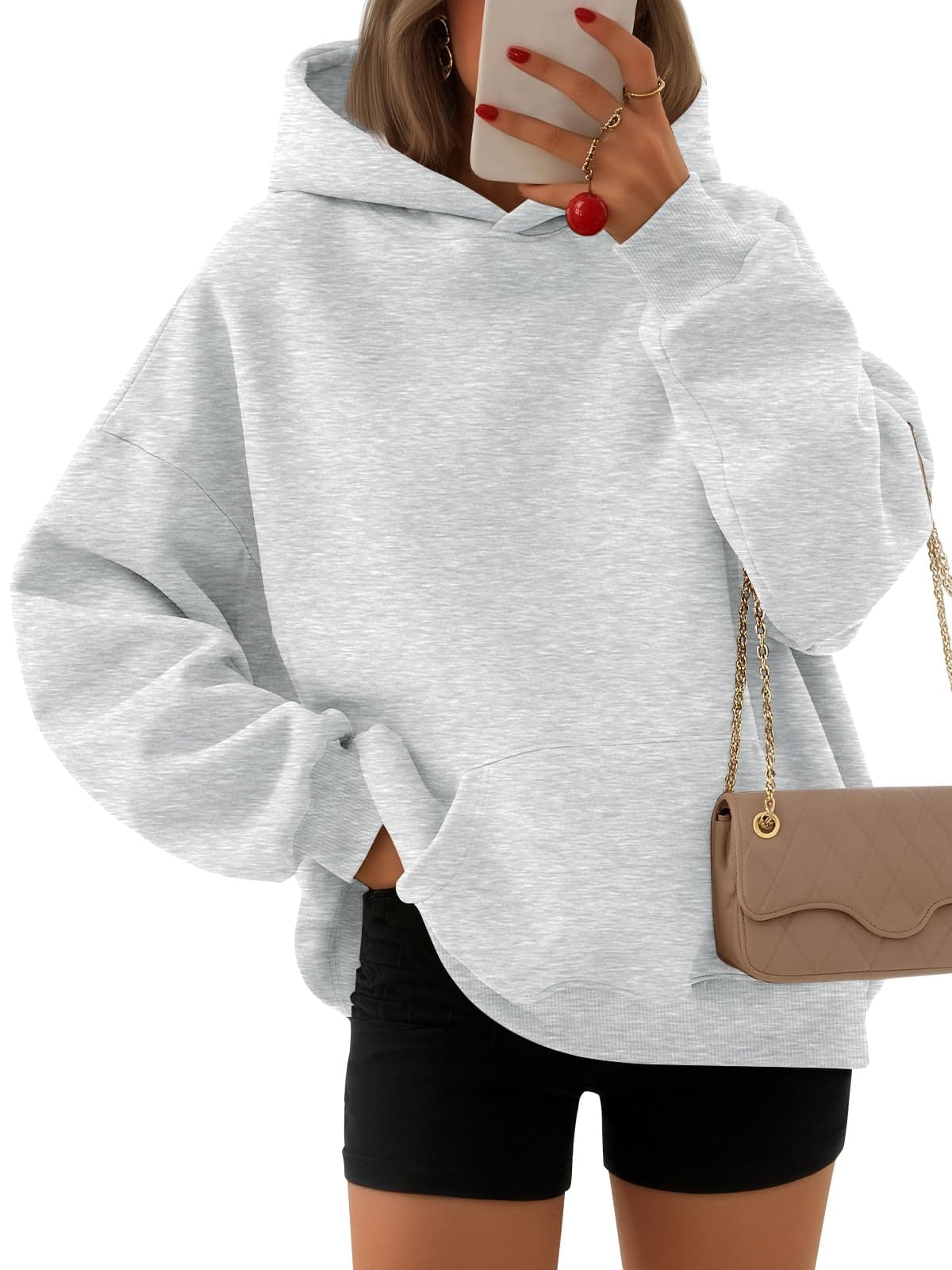 Women's Oversized Fleece Hoodie, Cozy Plush Pullover Sweatshirt with Pocket