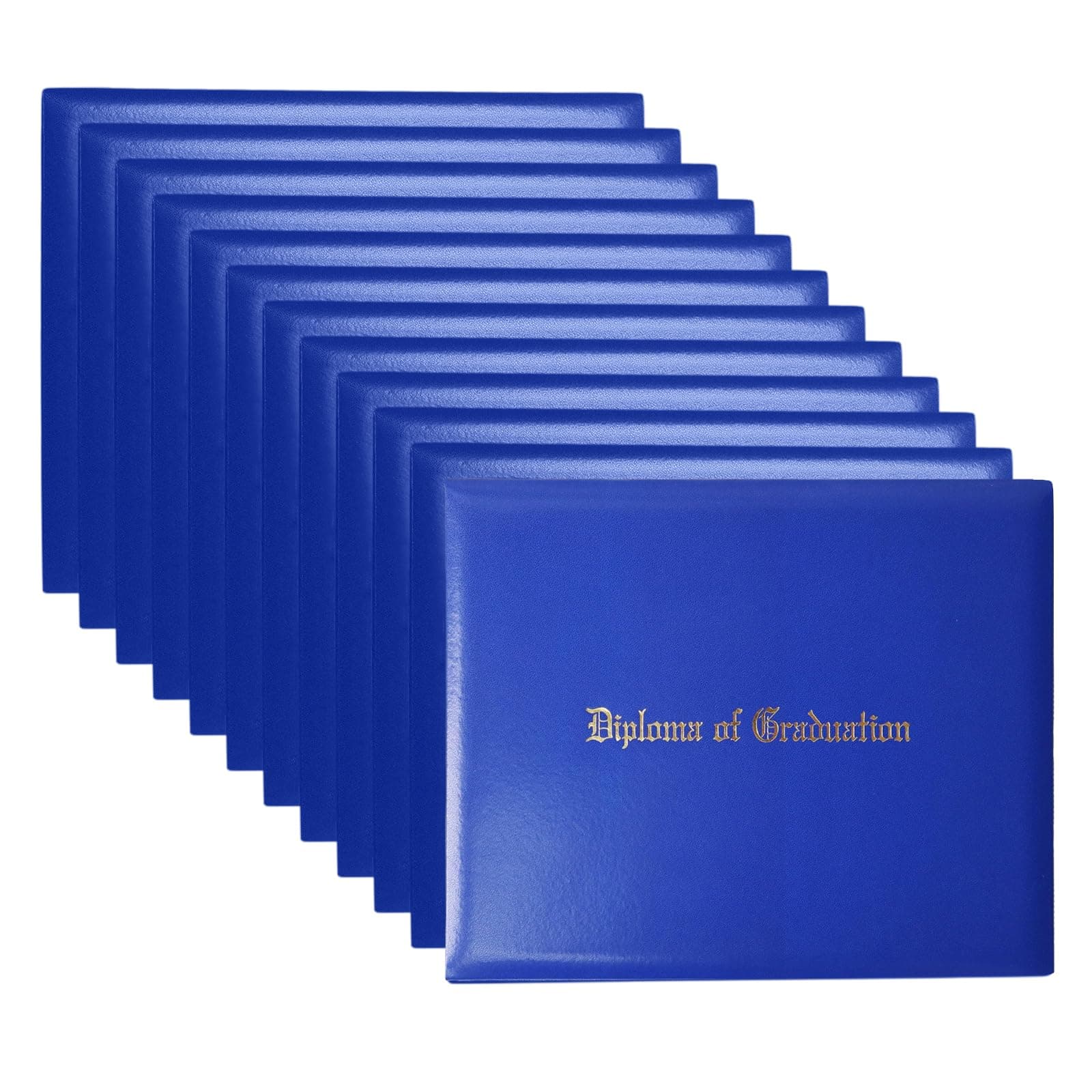Happy Secret Imprinted Diploma Holder for 8.5"x11" Certificate - Graduation Cover with Smooth Leather, Royal Blue, 12 Packs