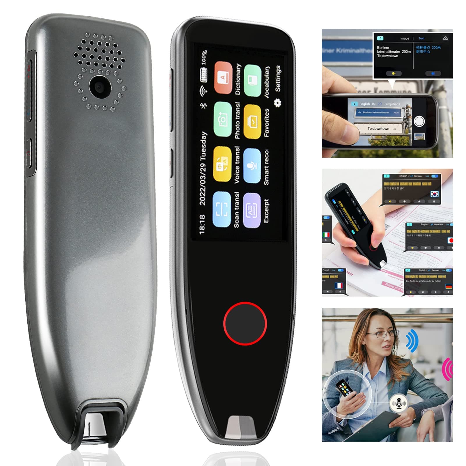 Scan Reader Pen, 113 Language Translator Device, Reading Pen for Dyslexia, Elderly, Kids, 3.0 Inch LCD Touch Screen, Support Online/Offline Translation, OCR Translator Pen for Meetings, Travel, Study