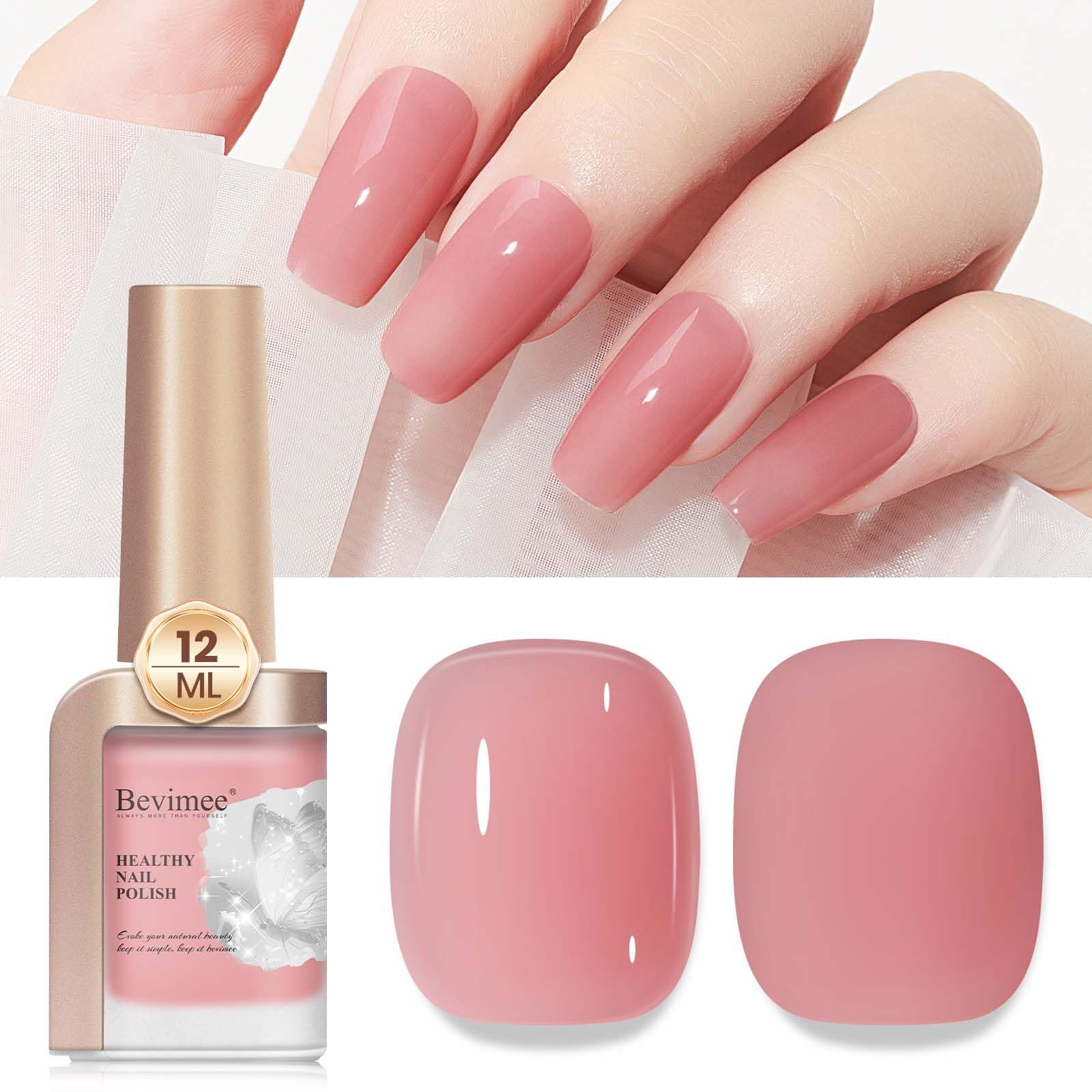 Quick Dry Nail Polish 12ML, Sheer Pink Regular Color Nail Polish Water Based Holographic High Coverage Nail Lacquer Natural Nail Art No Required UV LED for Valentine's Day Gift